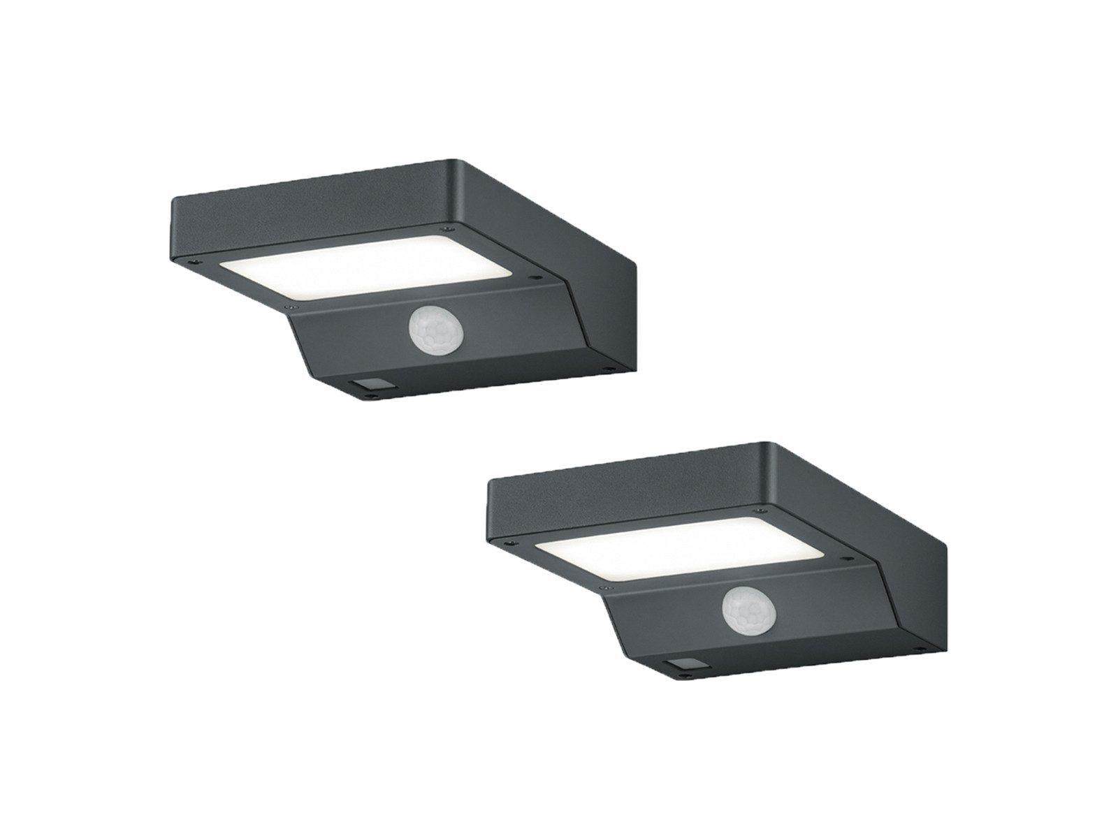 Reality Leuchten LED Solarleuchte, Bewegungsmelder, LED fest integriert, Warmweiß, 2er Set Außenbeleuchtung Hauswand mit Bewegungsmelder, Solarlicht IP44