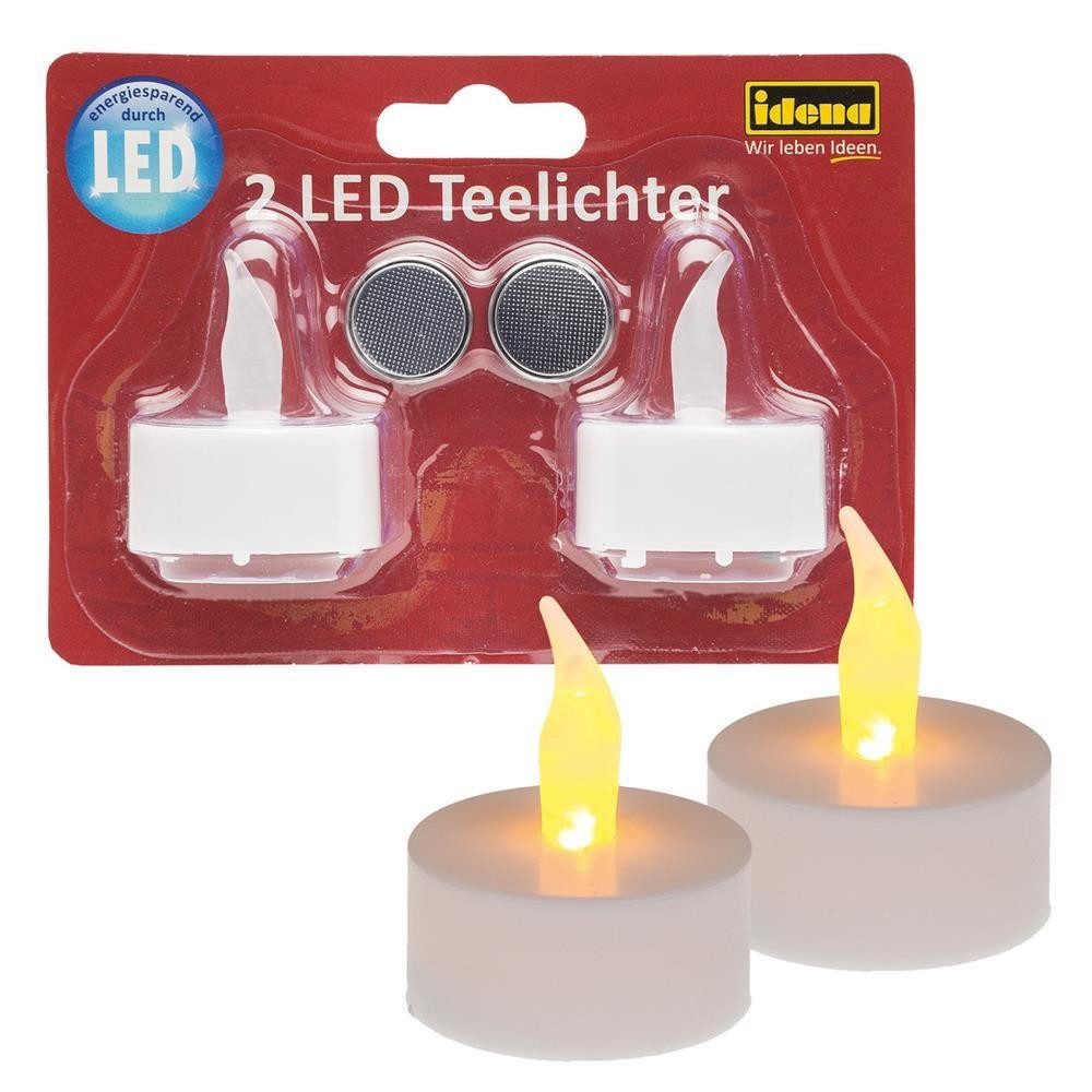 Idena LED-Kerze 2 LED Teelichter batteriebetrieben mit flackerndem Licht, S günstig online kaufen