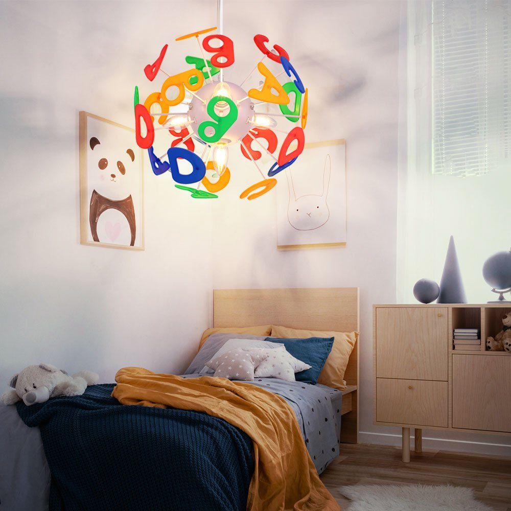 GLOBO LIGHTING LED-Hängeleuchte, Leuchtmittel inklusive, Warmweiß, Farbwechsel, RGB LED Pendelleuchte Kinderzimmer Hängelampe Buchstaben