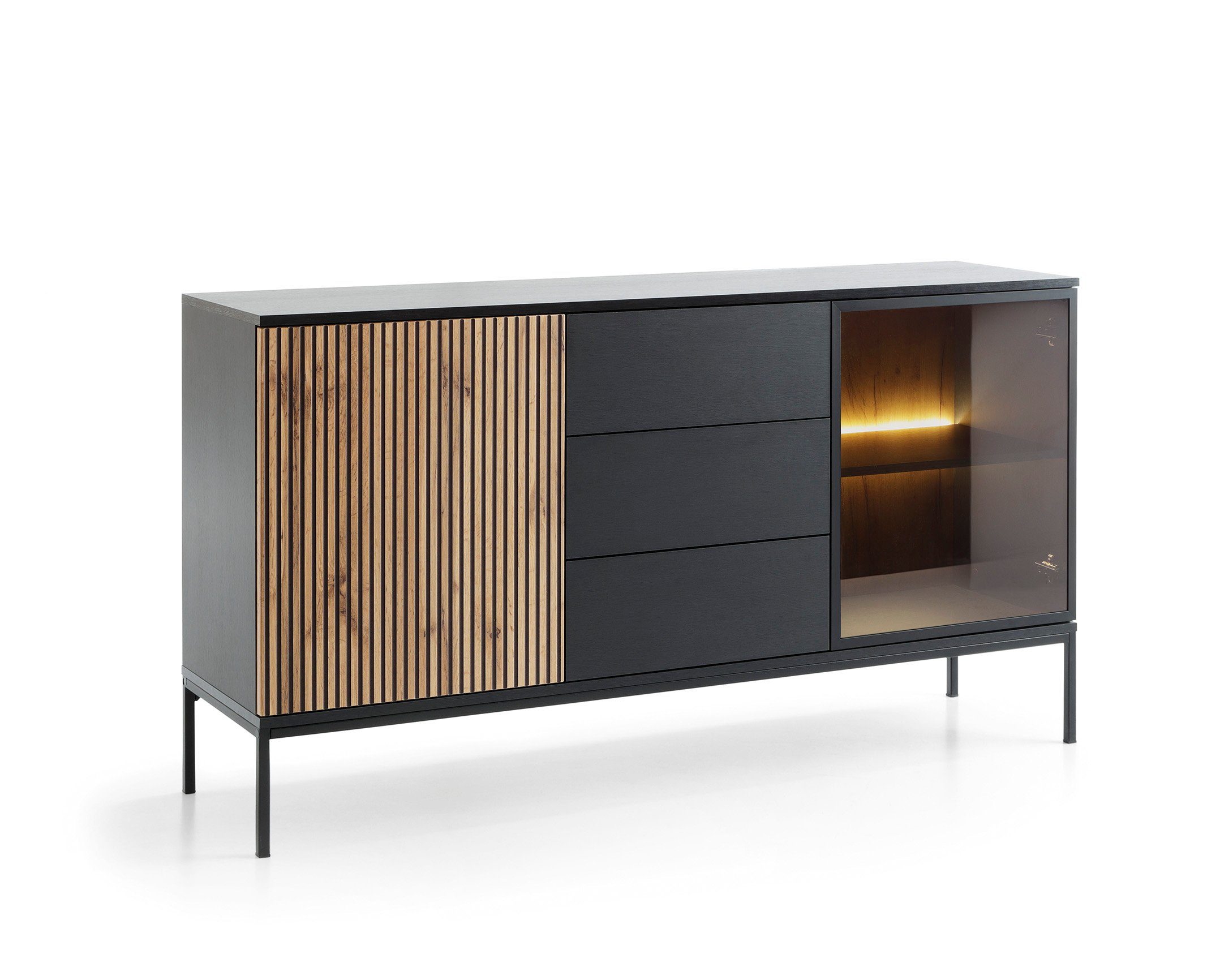 Compleo Schubkastenkommode LINO (mit 2-Drehtüren und 3-Schubladen), Kommode