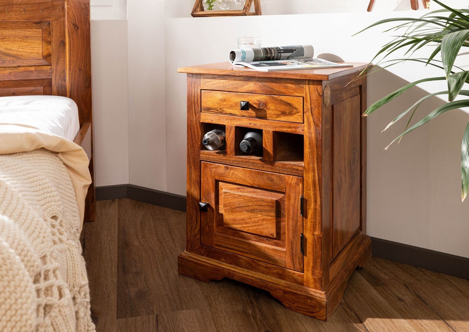 Massivmoebel24 Nachttisch Nachttisch Akazie 46x40x65 honig lackiert OXFORD günstig online kaufen