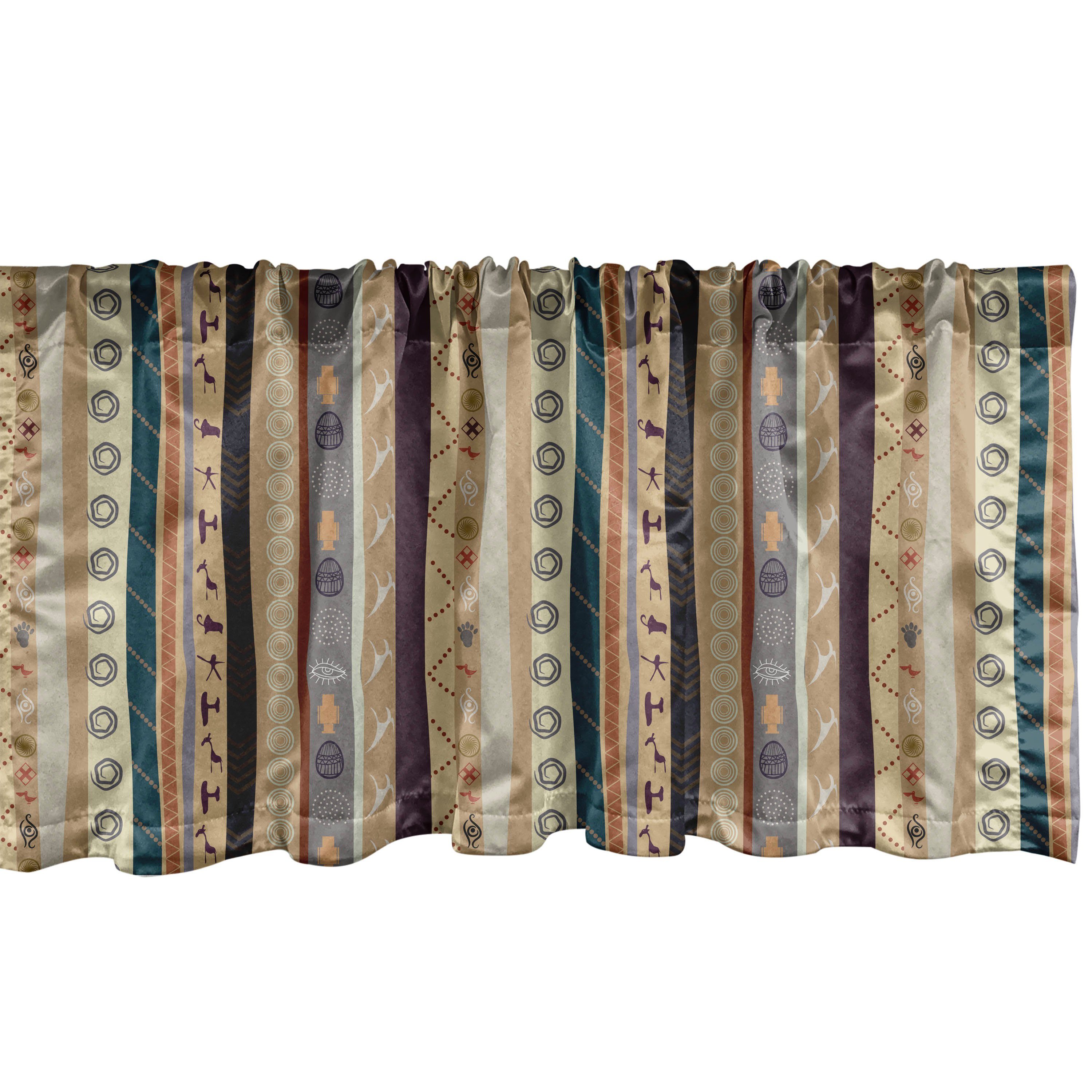 Scheibengardine Vorhang Volant für Küche Schlafzimmer Dekor mit Stangentasche, Abakuhaus, Microfaser, Jahrgang traditionelle Verzierungen