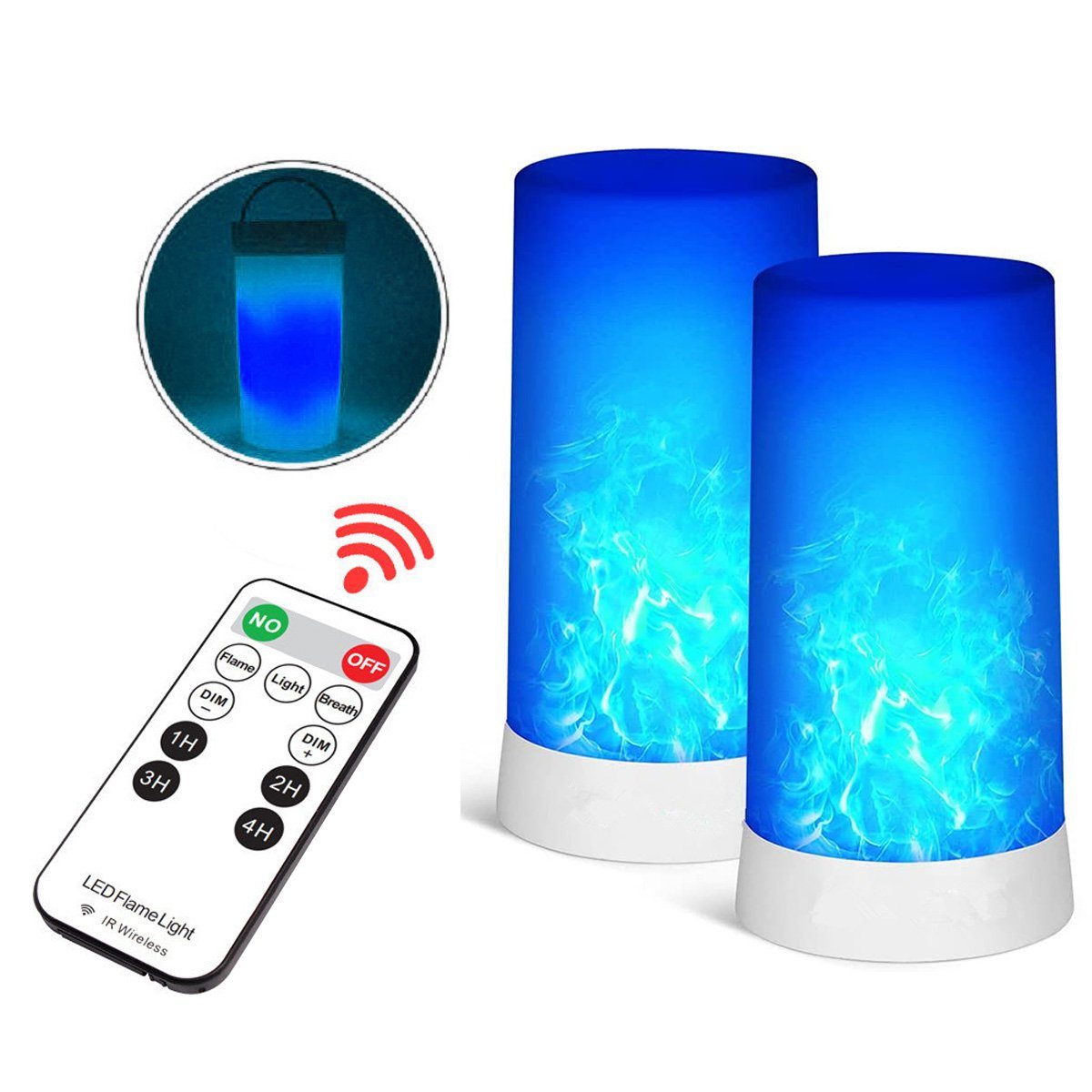 aufladbar Dimmbar Blau DOPWii mit USB LED-Flammen, Schreibtischlampe Fernbedienung LED Zwei