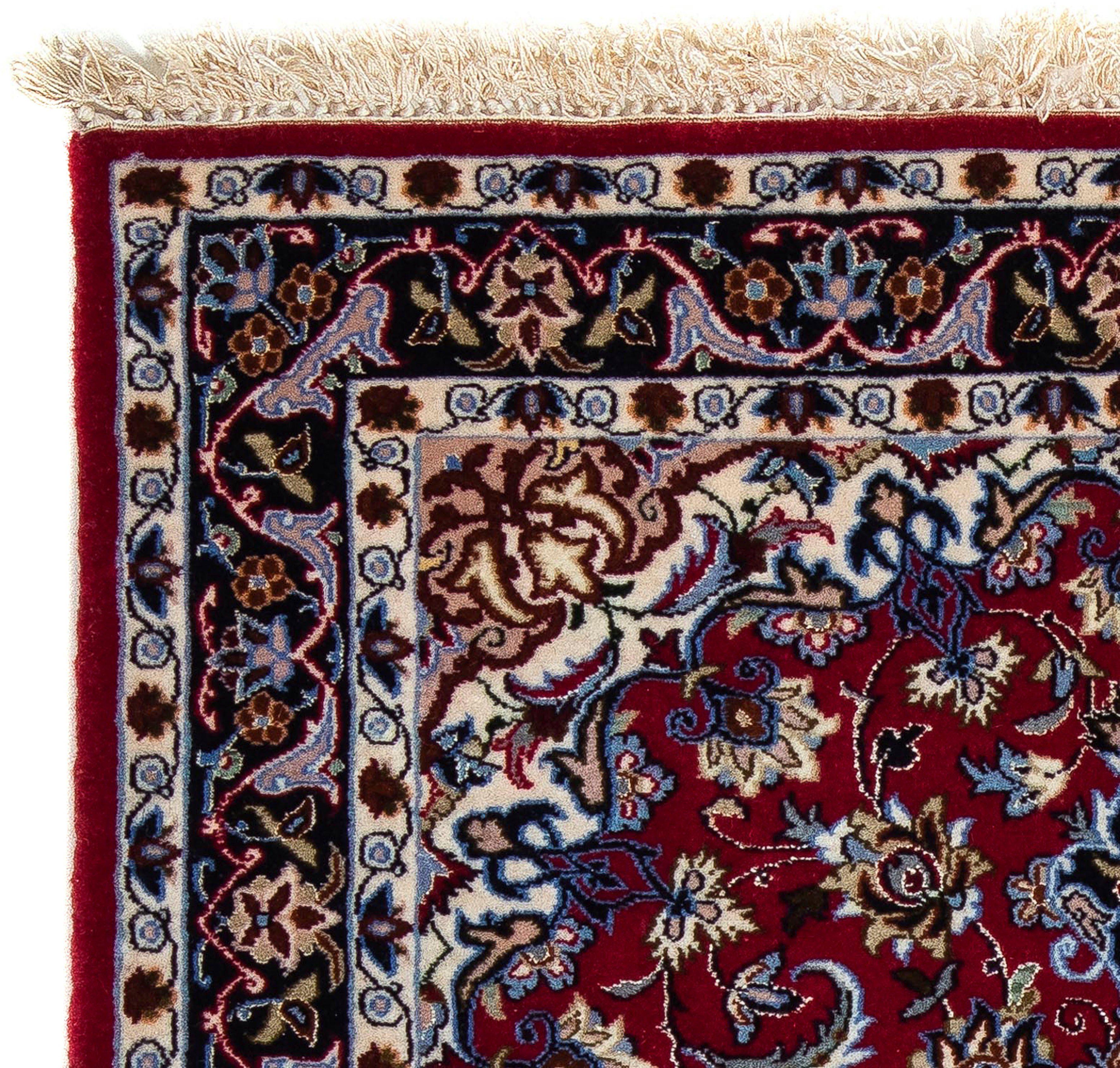 Orientteppich Perser - Isfahan Höhe: 71 Premium mm, mit dunkelrot, Handgeknüpft, x - morgenland, Einzelstück - cm rechteckig, - 101 Wohnzimmer, 6 Zertifikat