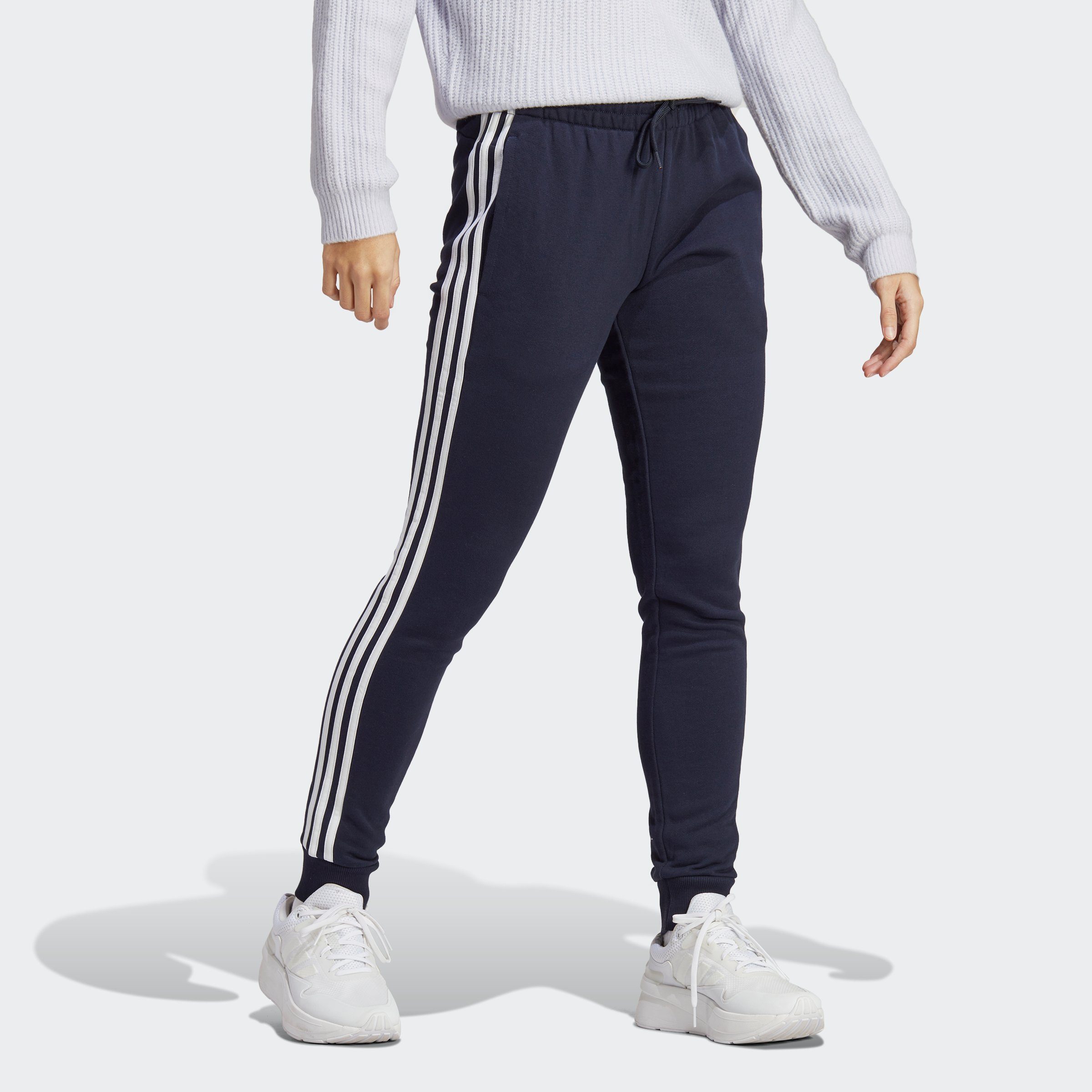 TERRY HOSE adidas FRENCH ESSENTIALS Jogginghose (1-tlg) legink/white Sportswear CUFFED 3STREIFEN