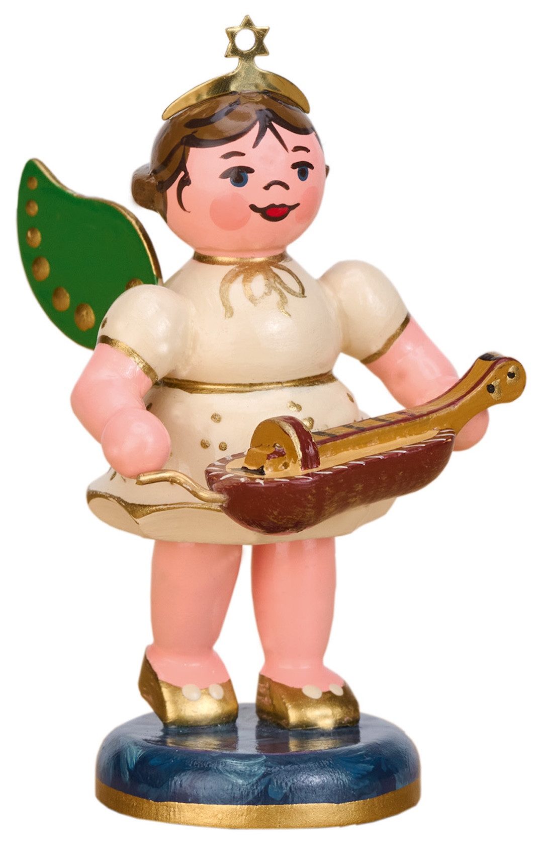 Hubrig Volkskunst Zschorlau Erzgebirge Engelfigur Hubrig Engel mit Drehleier