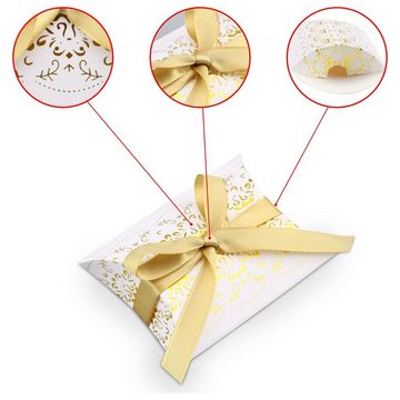 Coonoor Auflagenbox 50 Stück Print Kissen-Form-Hochzeits-Geschenkboxen,Süßigkeiten-Box
