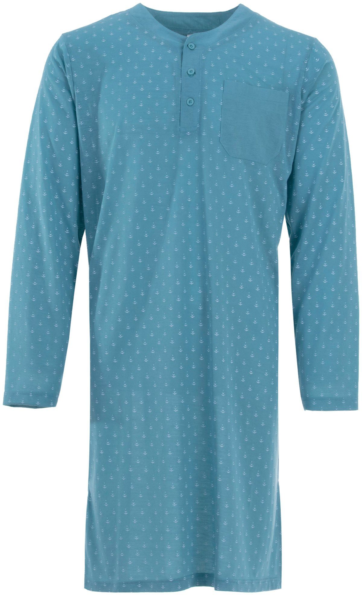 Lucky Nachthemd Nachthemd Langarm - Pfeil V- Ausschnitt mit Knopfleiste petrol