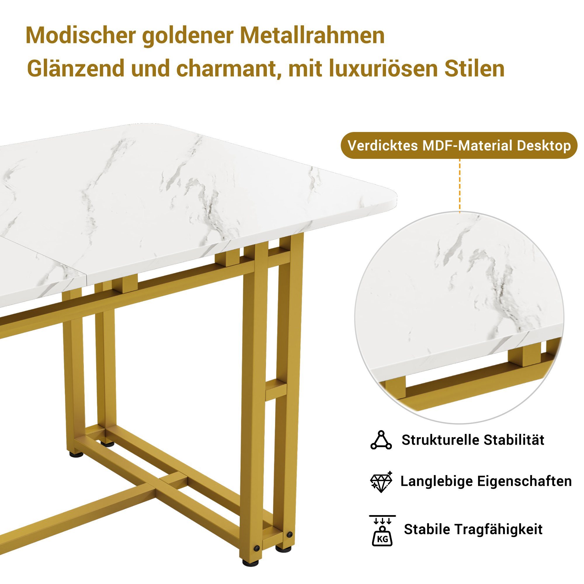 Essgruppe, (120x70 cm Küchentisch mit 4x Polsterstühlen), mit Verstellbare Stuhlbeine, Samt Esszimmerstuhl, Metallbeinen