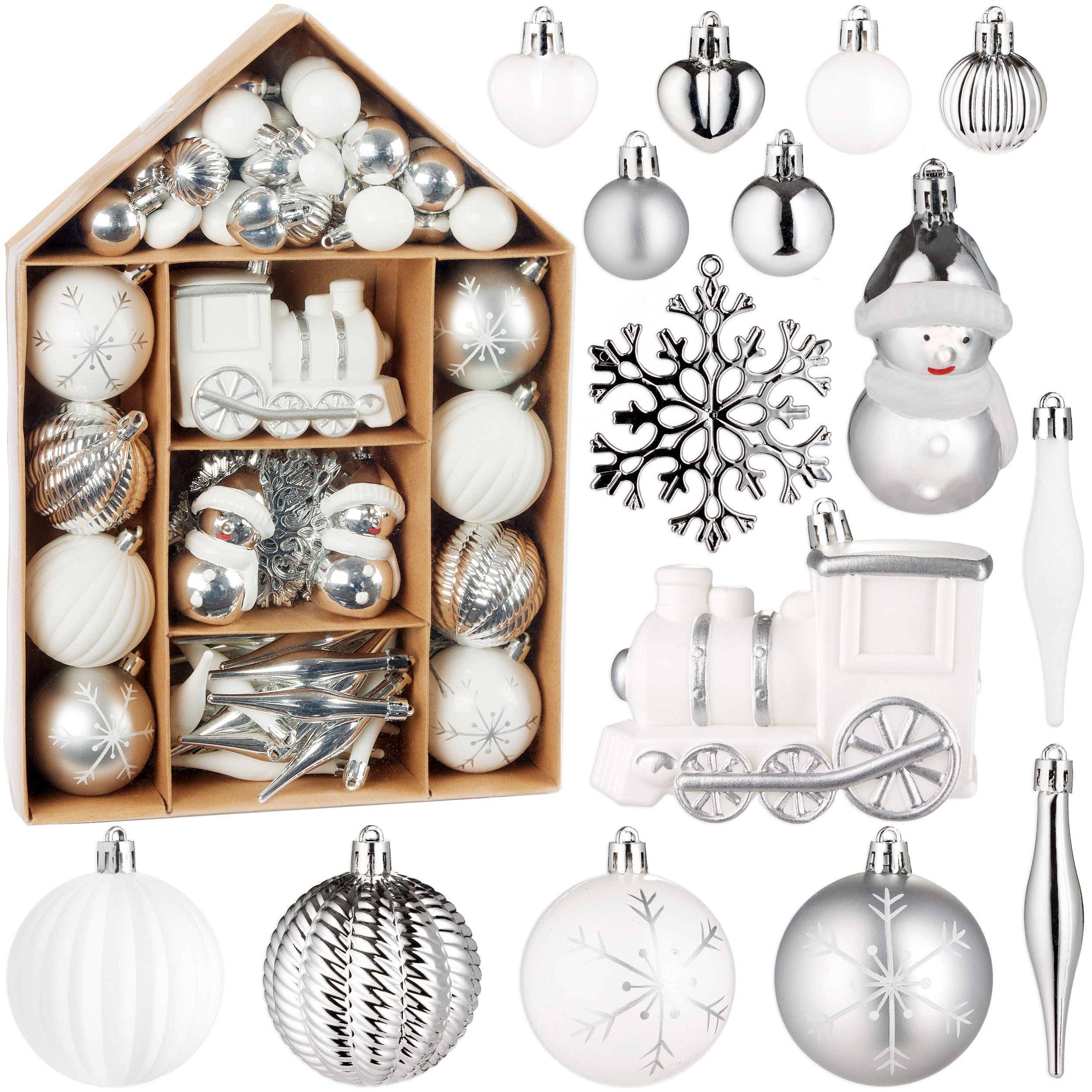 Weihnachtsbaumkugel Christbaumschmuck - Weihnachtskugel Set mit Lokomotive