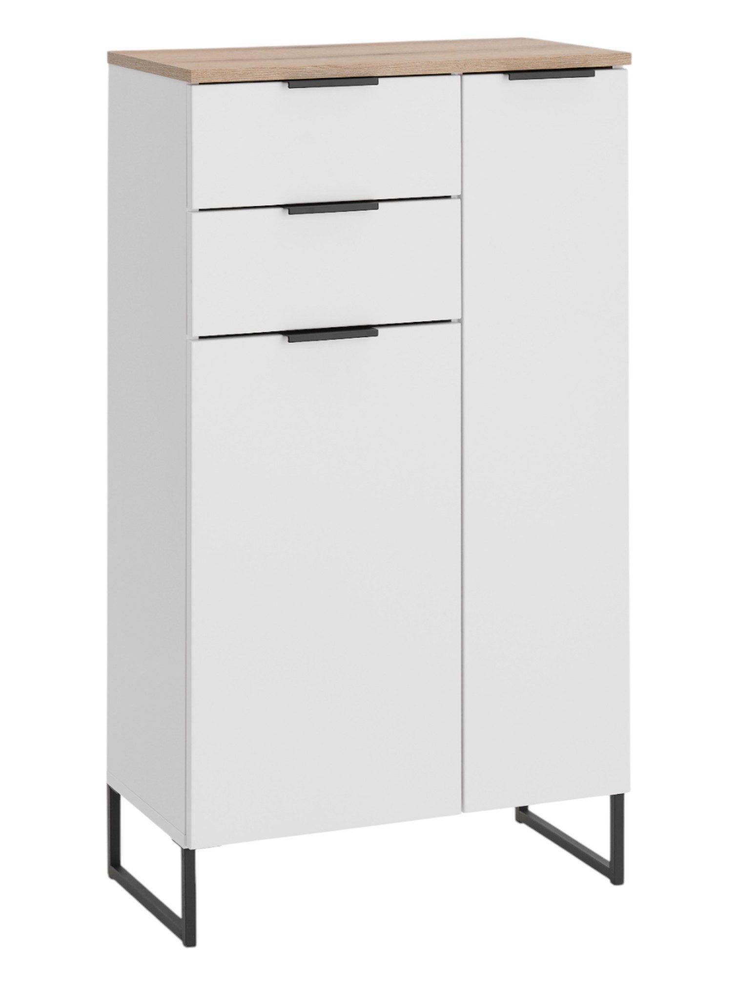 moebel-dich-auf Kommode ASPEN (Highboard, Badschrank mit 2 Schubkästen, in Schwarz matt, Weiß matt), Breite 60 cm