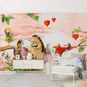 Bilderdepot24 Kindertapete Kinderzimmer Erdbeerinchen Erdbeerfee Kinder Wanddeko Igel Ast Baum, Glatt, Matt, (Inklusive Gratis-Kleister oder selbstklebend), Mädchenzimmer Jungenzimmer Babyzimmer Bildtapete Fototapete Wandtapete