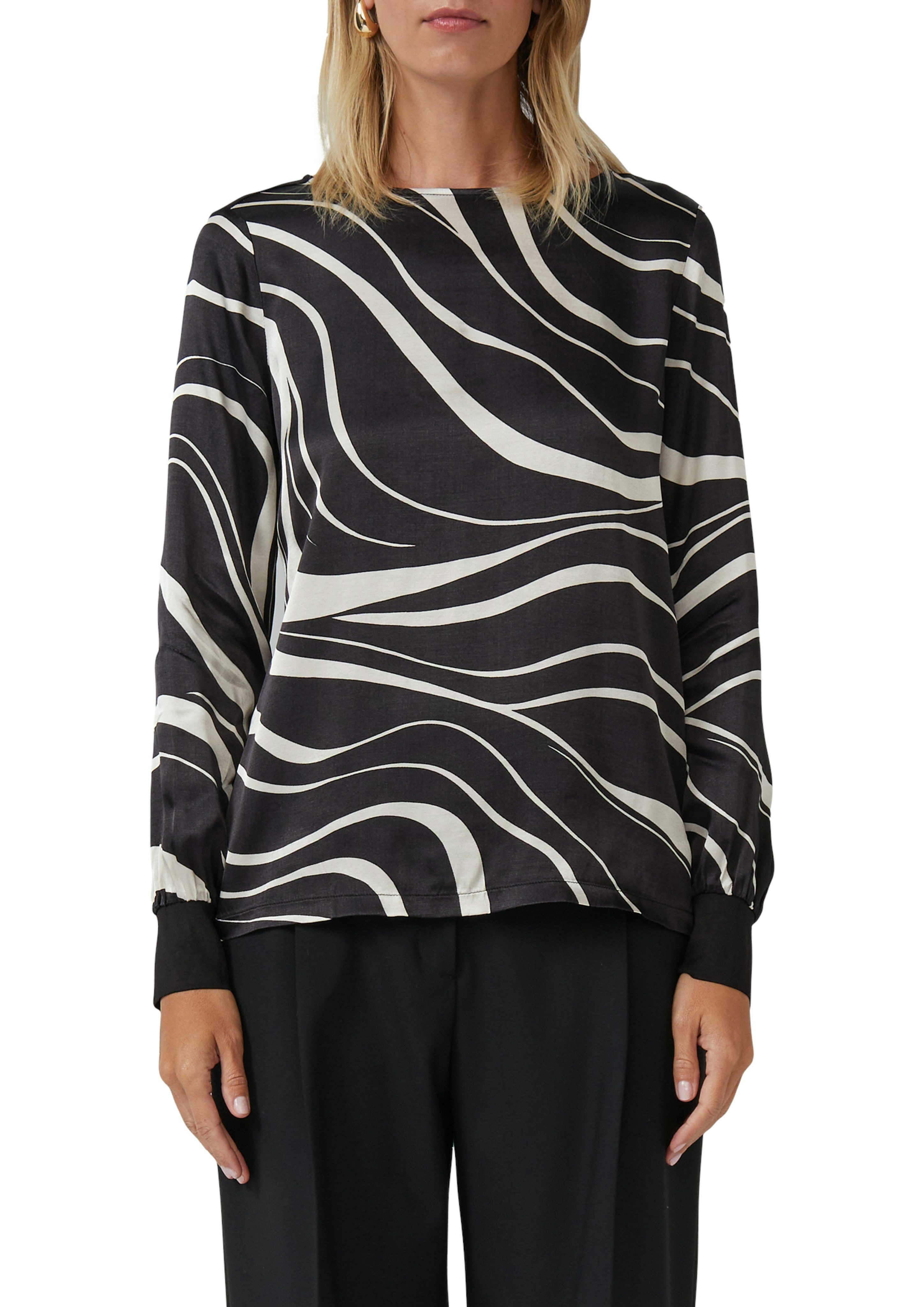 s.Oliver BLACK LABEL Langarmshirt mit All-Over günstig online kaufen