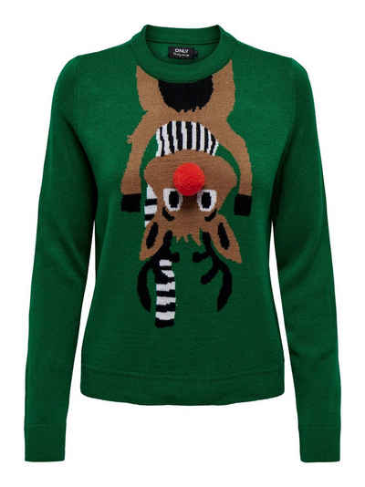 ONLY Weihnachtspullover ONLXMAS DEER LS O-NECK BOX KNT
