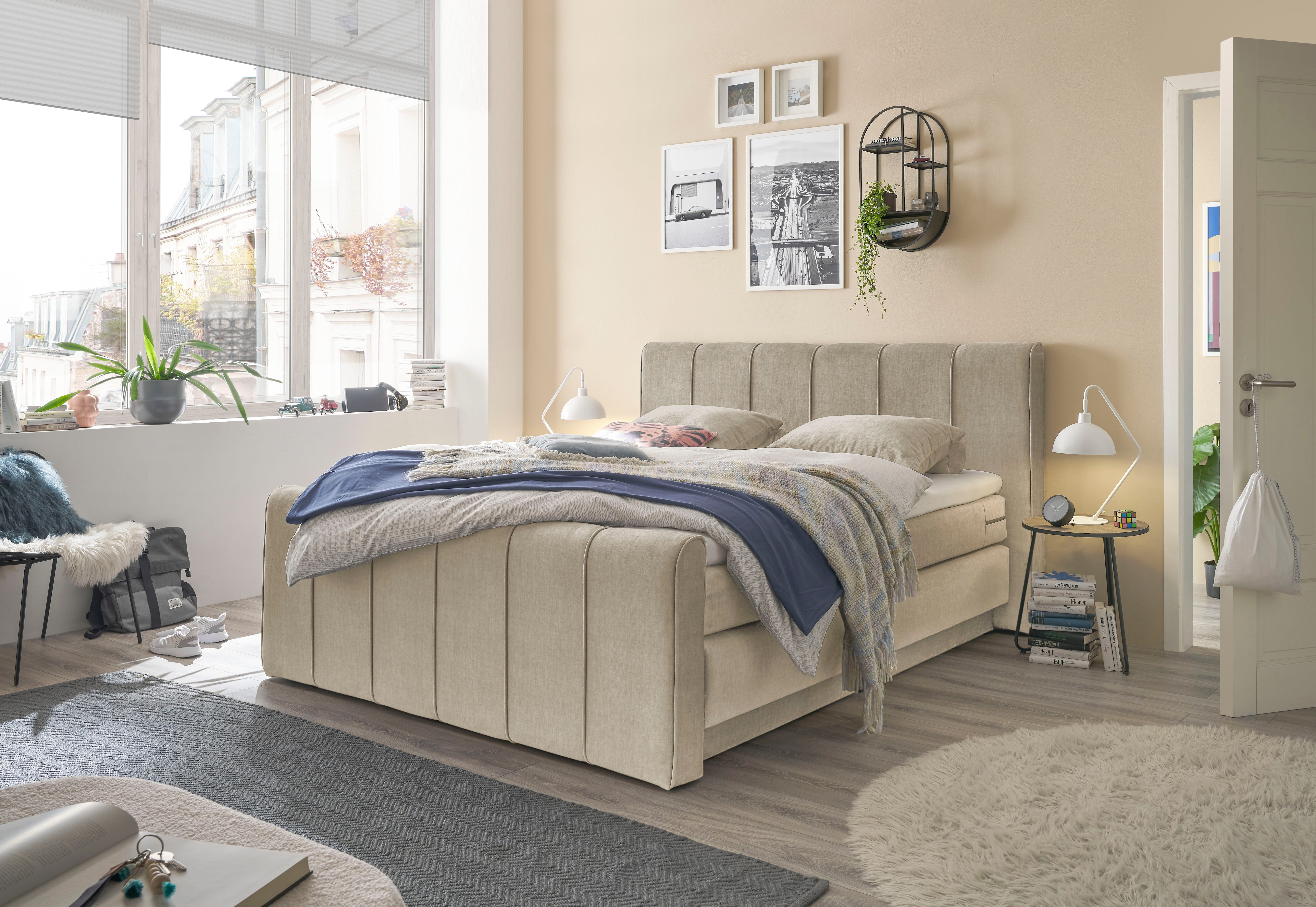 set one by Musterring Boxspringbett Fairfield, mit Bettkasten, Kopfteil mit Keder, Breite 160 cm oder 180 cm