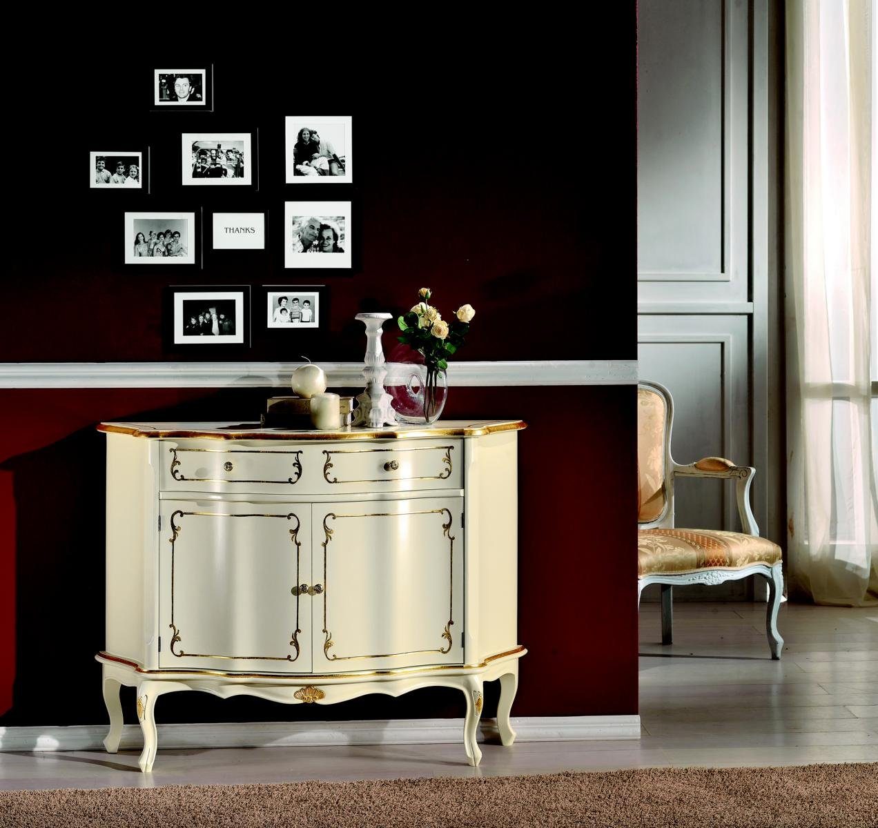 JVmoebel Kommode Luxus Italienische Holz Möbel Barock Kommode Wohnzimmer Kleiderschrank Sideboard