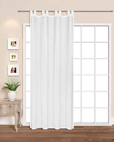 Vorhang »Nachhaltiger Schlaufenschal mit 8 Schlaufen Öko Gardine Bio Uni Weiß 150x245cm halbtransparent Batist Softtouch Seitenschal«, EXPERIENCE, Schlaufen (1 St), Nachhaltige Materialien