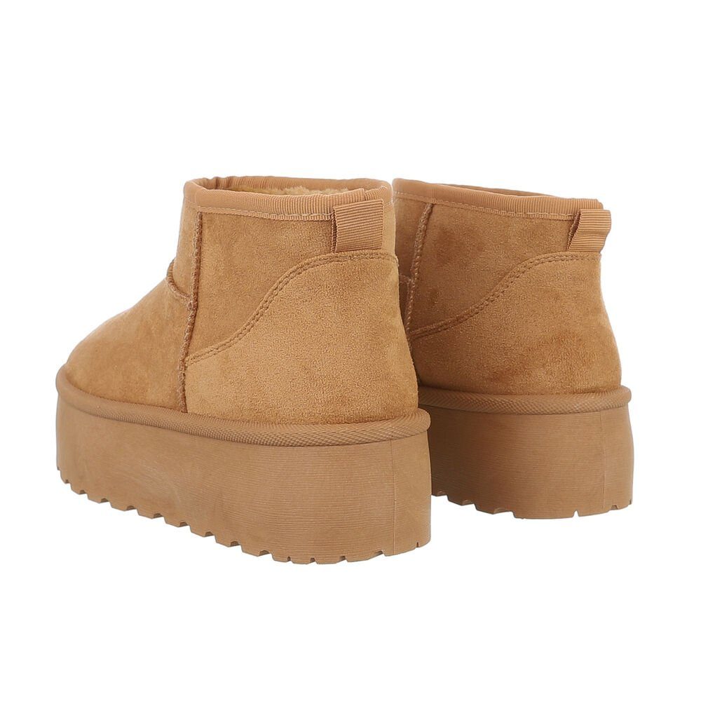Ital-Design Damen Snowboots Freizeit Snowboots Plateaustiefeletten Snowboots (84338268) Flach Plateaustiefeletten in Camel
