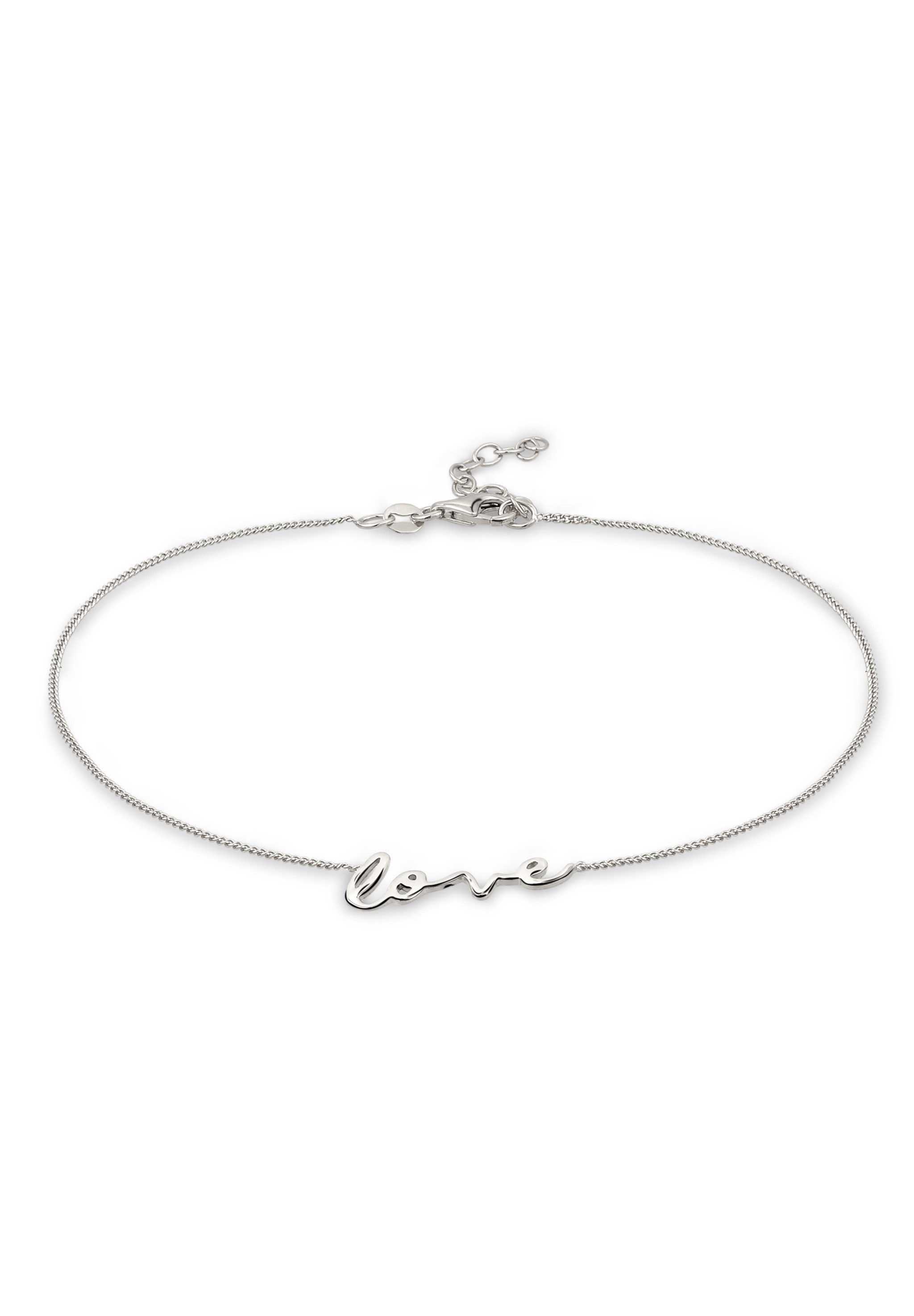 Elli Fußkette Fußkettchen Schriftzug Love 925 Sterling Silber