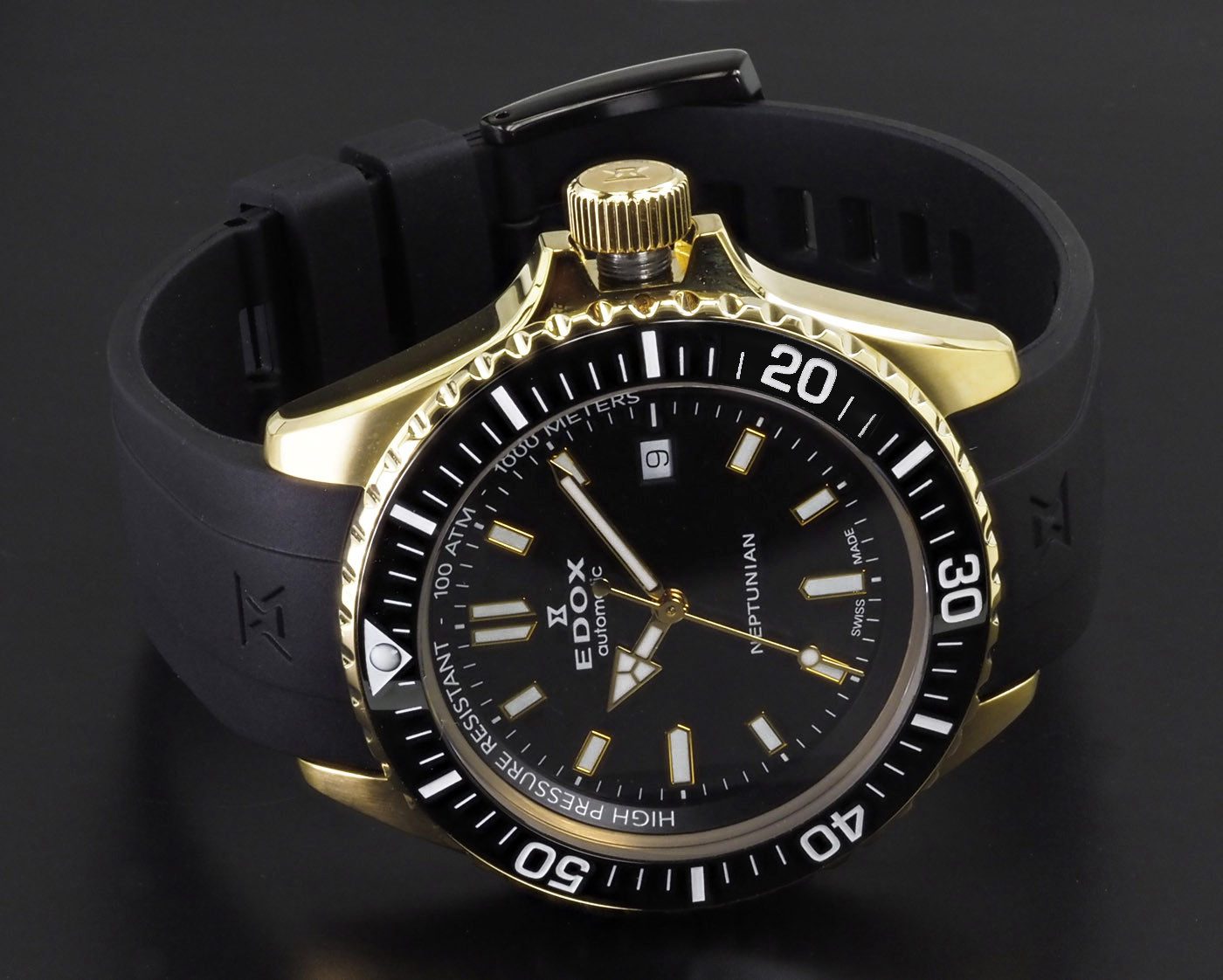 Edox Schweizer Uhr Automatik Herren Uhr 80120 37JCA NID Skydiver Neptunian Neptunian