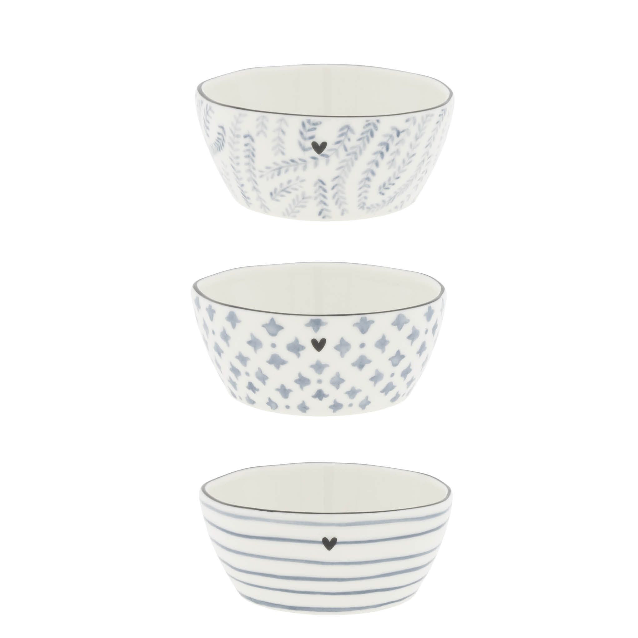 Bastion Collections Snackschale Iris Blue, Keramik, Spülmaschinengeeignet, Weiß, Herzen, H: 4cm