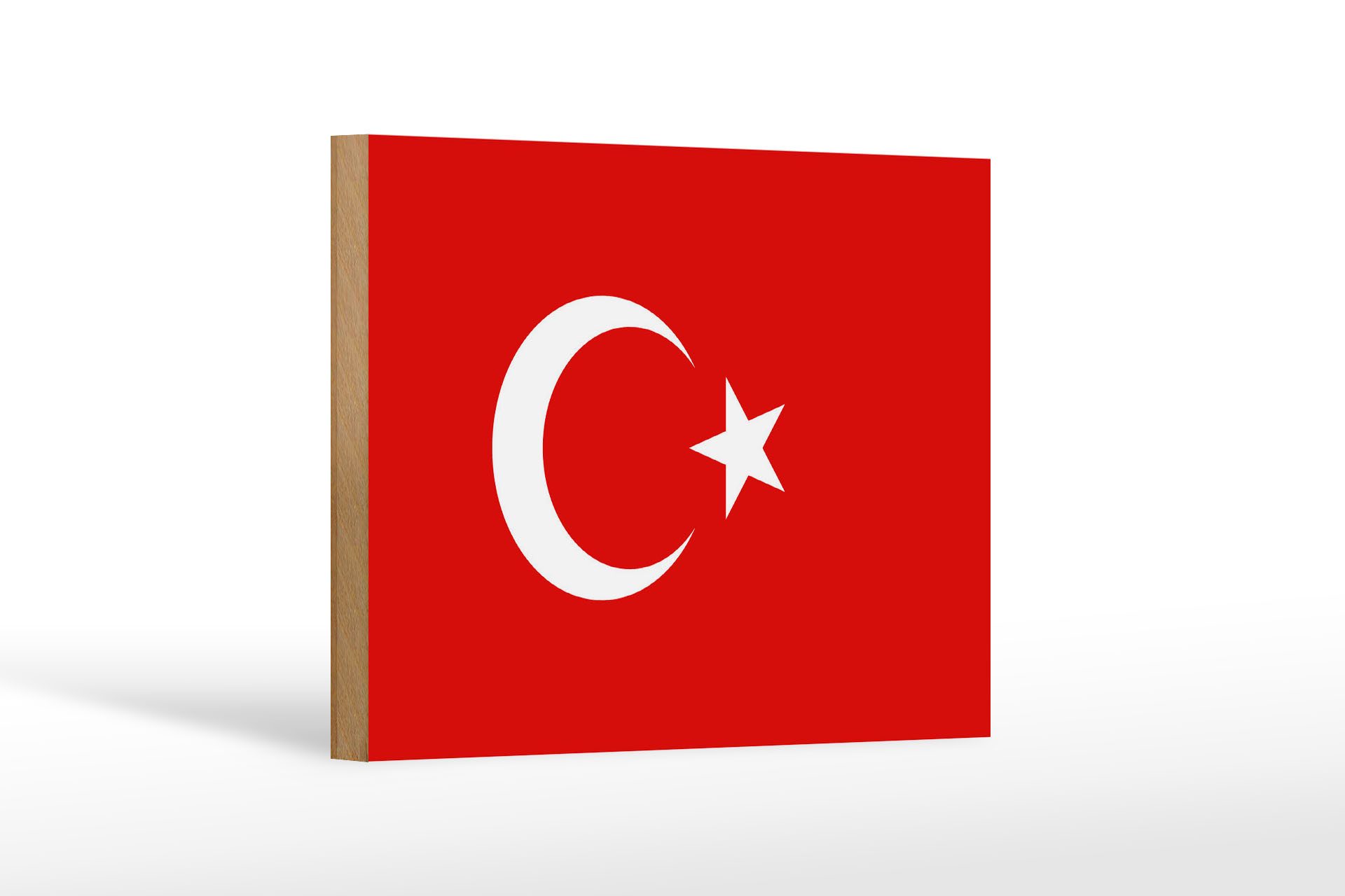Femer GmbH Holzbild Flagge Türkei 18x12 cm Flag of Turkey, Flaggen (1 St), Glatte Holzfaserplatte (MDF), vorn beschichtet