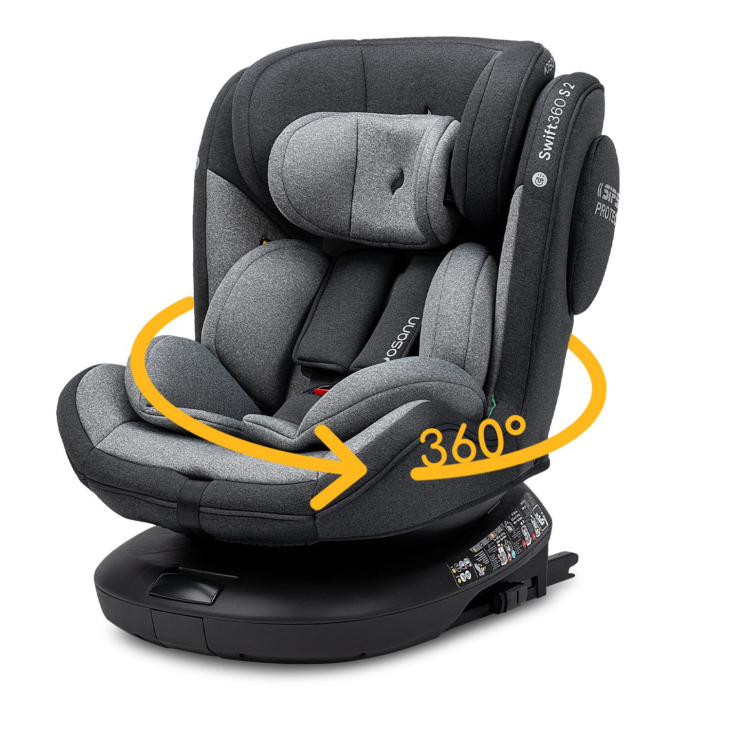 Osann Autokindersitz Swift360 S 2, ab: 15 Monate, bis: 12 Jahre, ab: 76 cm, bis: 150 cm, sicherer 360°Kindersitz: reboard bis 4 Jahre, verwendbar von 76-150 cm