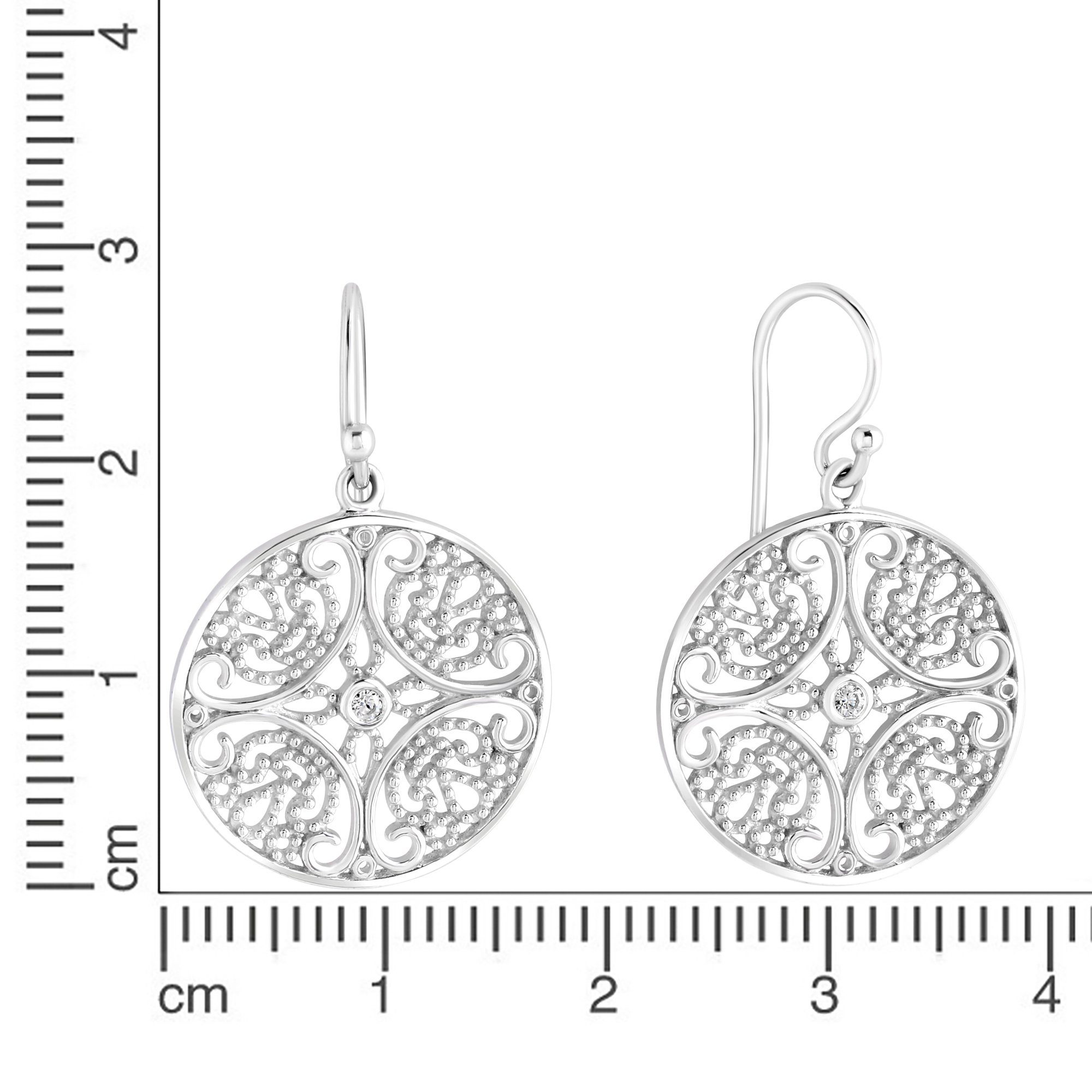 Zeeme Paar Ohrhänger 925 Sterling Silber rhodiniert mit Zirkonia weiß – Bild 2 von 2