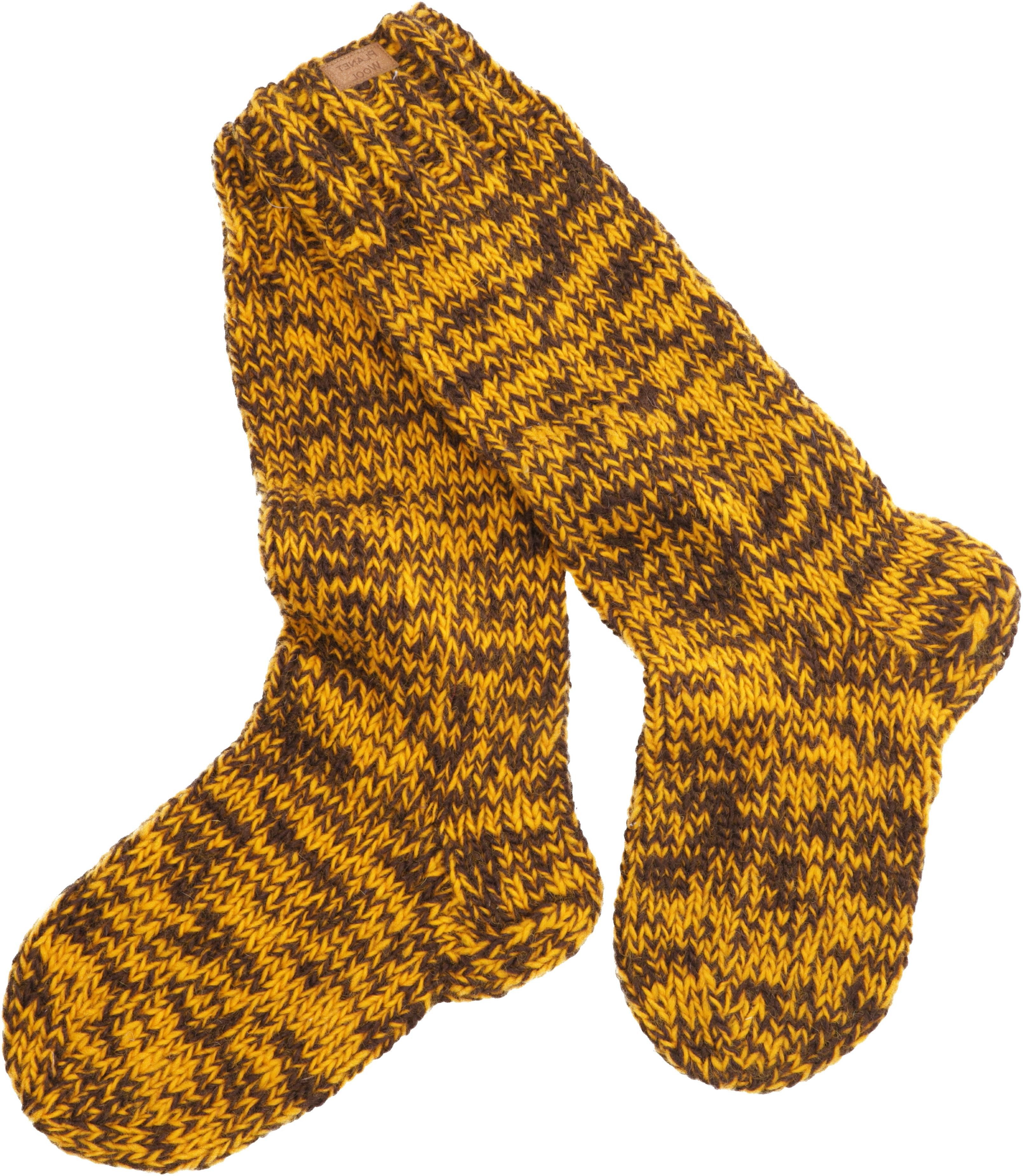 Guru-Shop Haussocken Handgestrickte Schafwollsocken, Haussocken,..