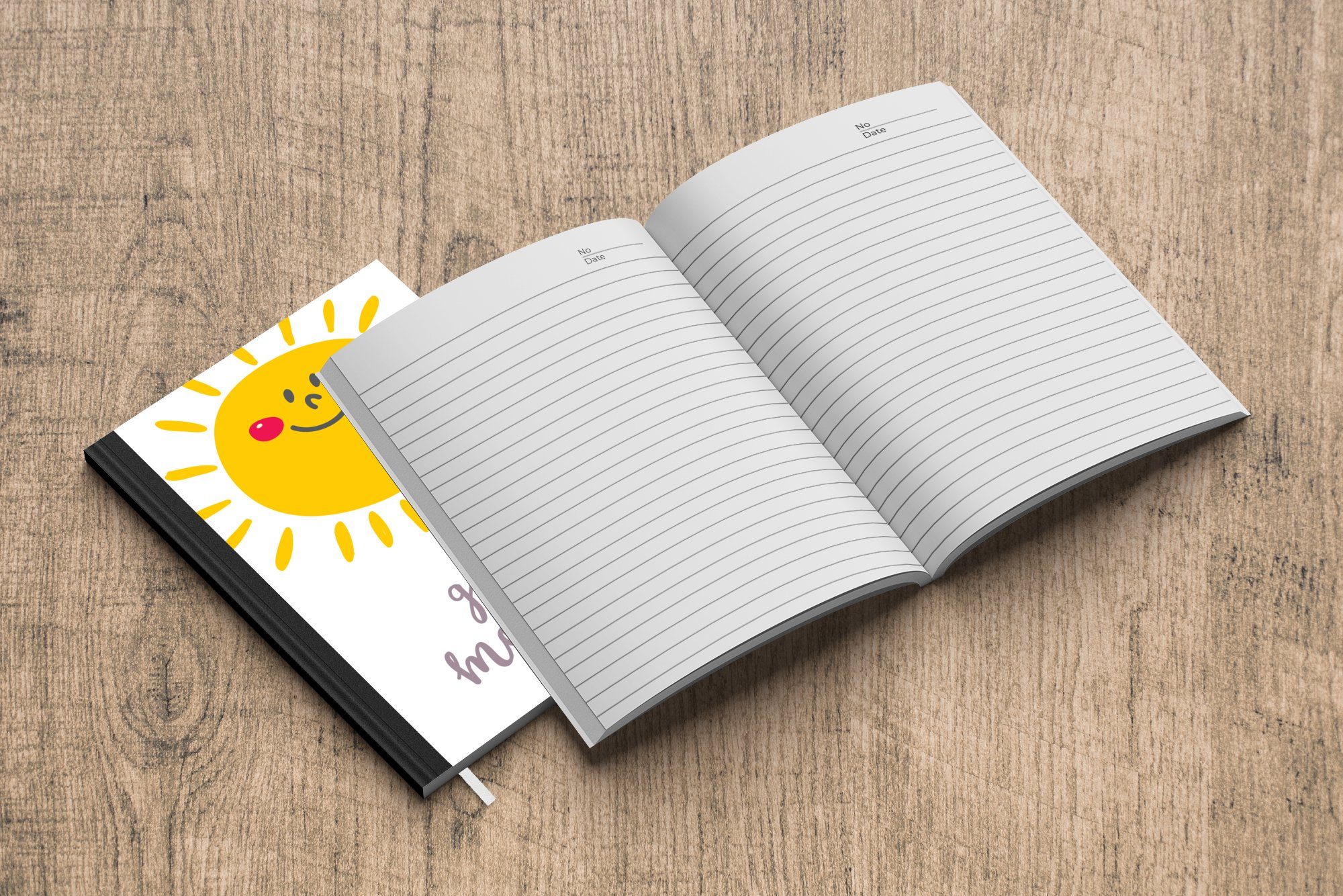 Haushaltsbuch Notizbuch Zitat mit Journal, MuchoWow Sonne, dem Notizheft, A5, Seiten, Illustration lächelnden "Guten Merkzettel, 98 einer Tagebuch, Morgen" und