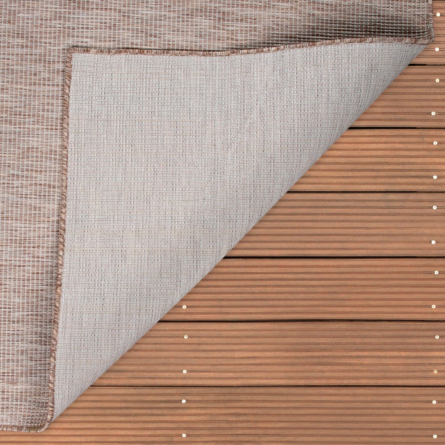 Teppich Sonset, beige Flachgewebe, In- Wohnzimmer mm, meliert, rechteckig, geeignet, und Outdoor Home, Höhe: Paco 4