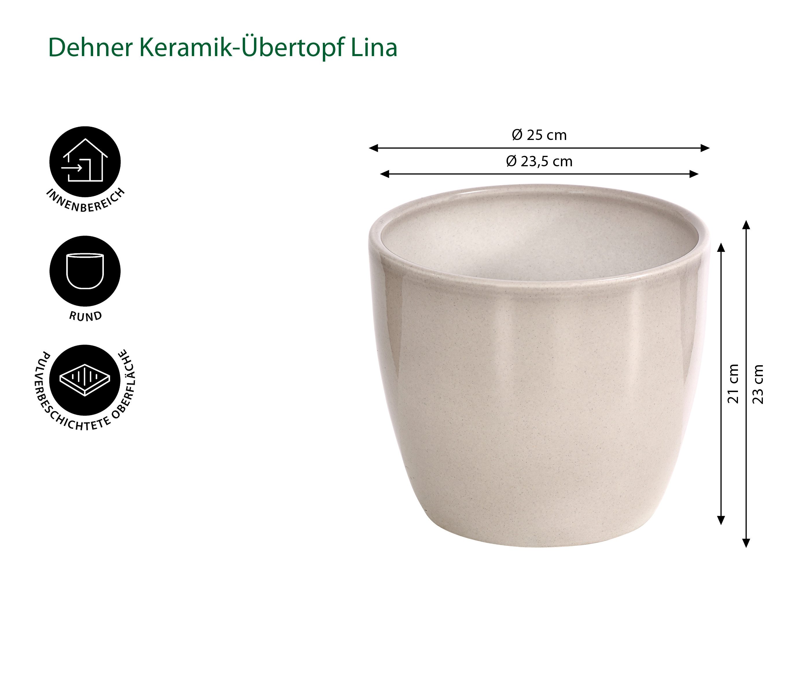 Dehner Übertopf Lina, Ø 22 - günstig online kaufen