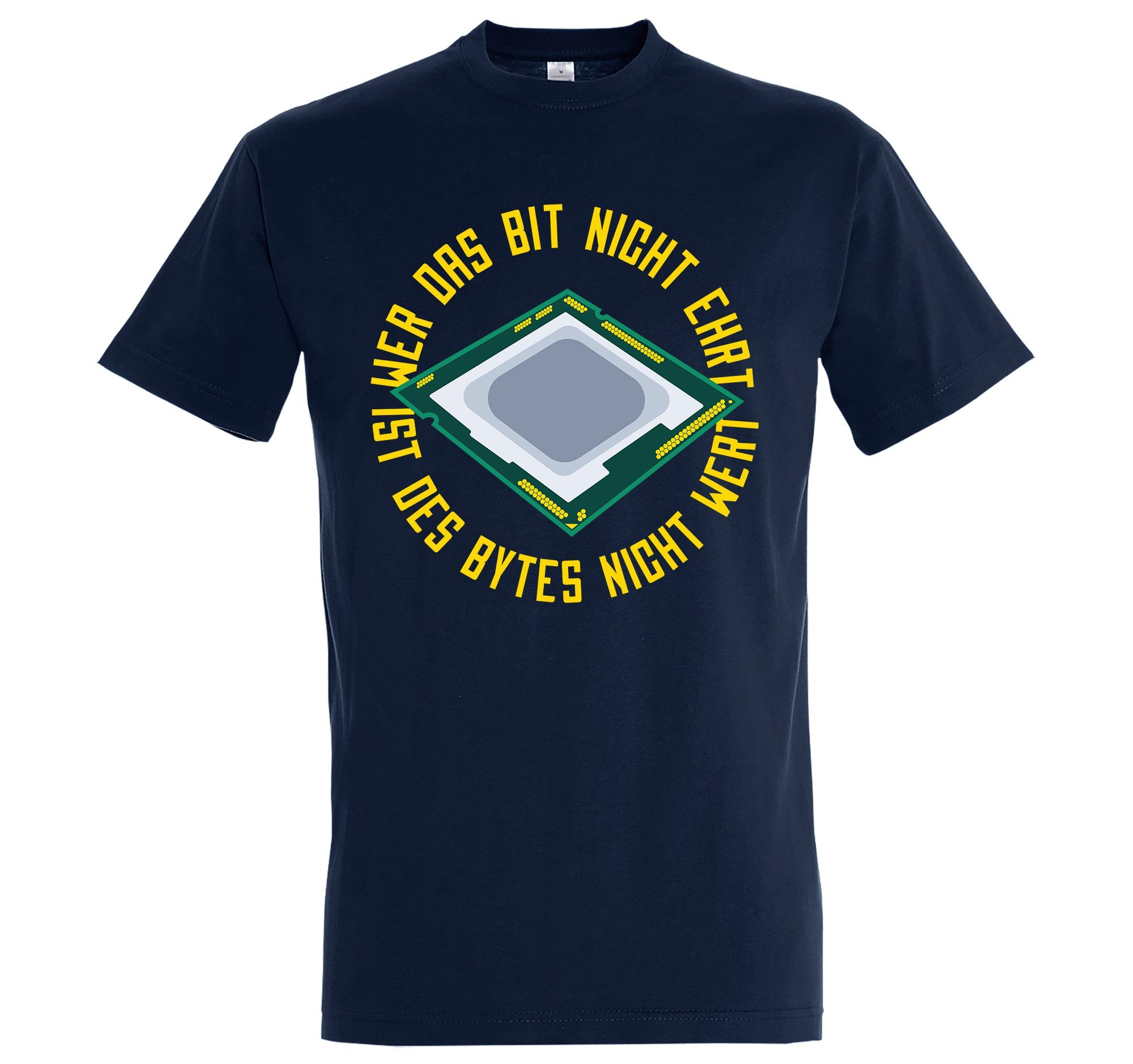 Shirt Byte Designz Bytes Des Navyblau mit "Wer Nicht lustigem Das Wert" Ehrt, Frontprint Youth Herren Ist T-Shirt Nicht