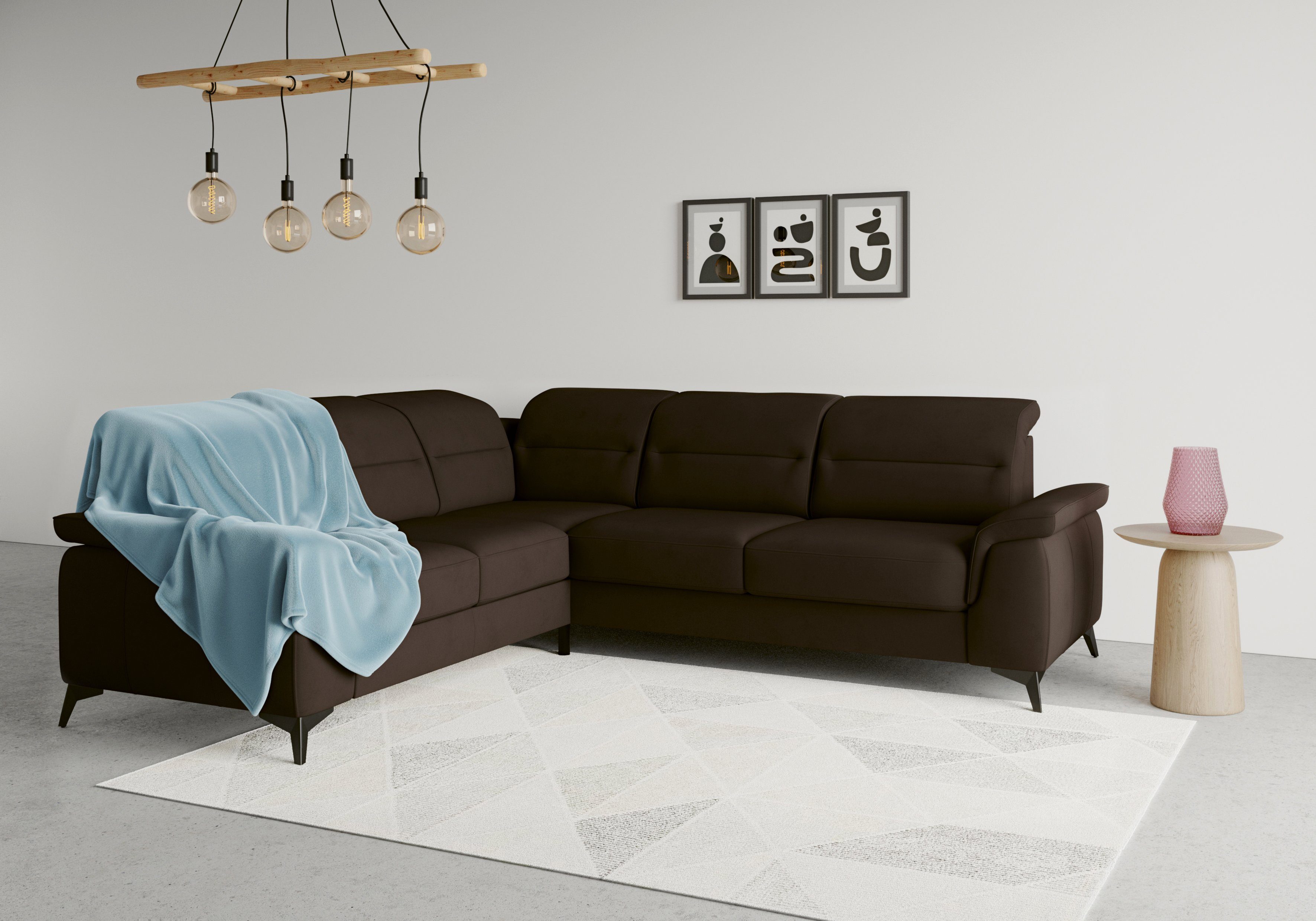 Favorit sit&more Ecksofa Sinatra, optinal mit Kopfteilverstellung Metallfüße Armteilfunktion, und