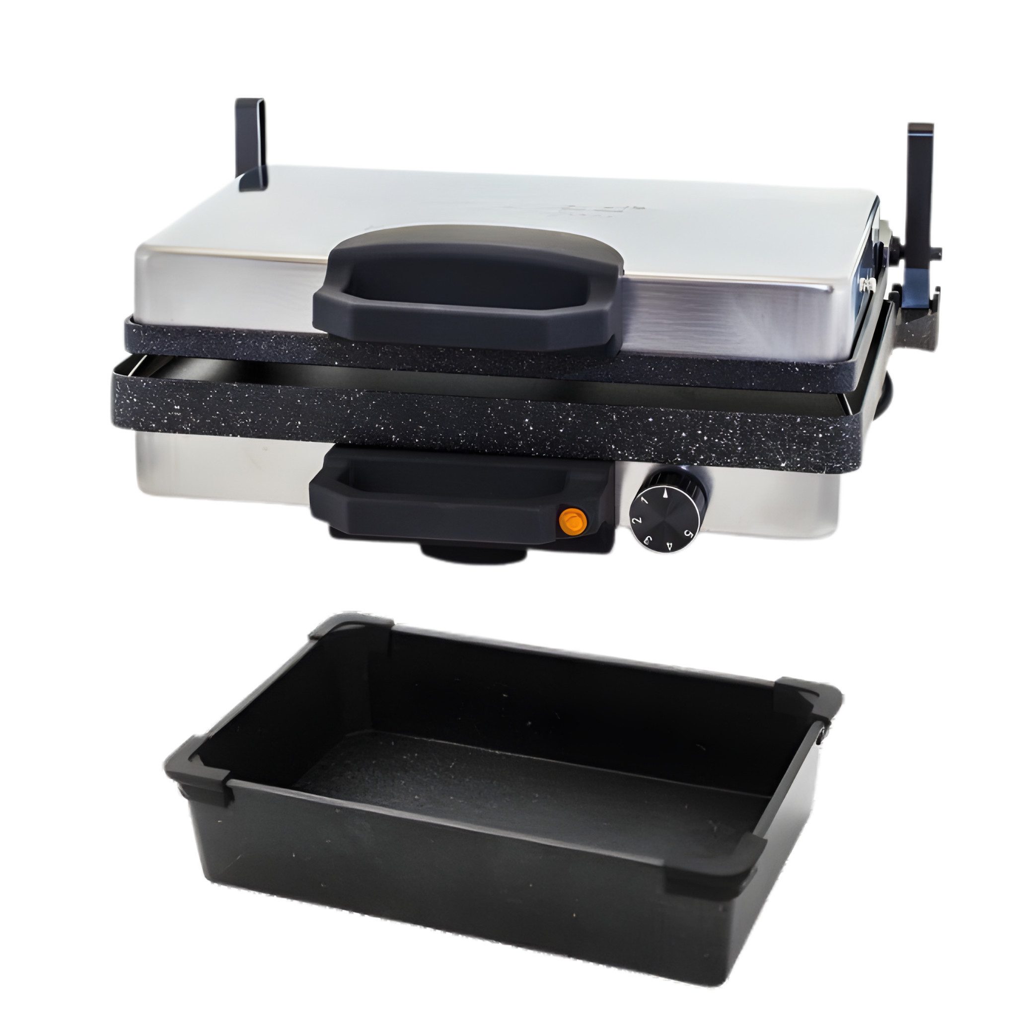 gowoll Kontaktgrill 3 in 1 Multigrill Teflon mit Kasserolle, 2000 W, 35x23 cm 5 Stufen Regulierbar Schwarz