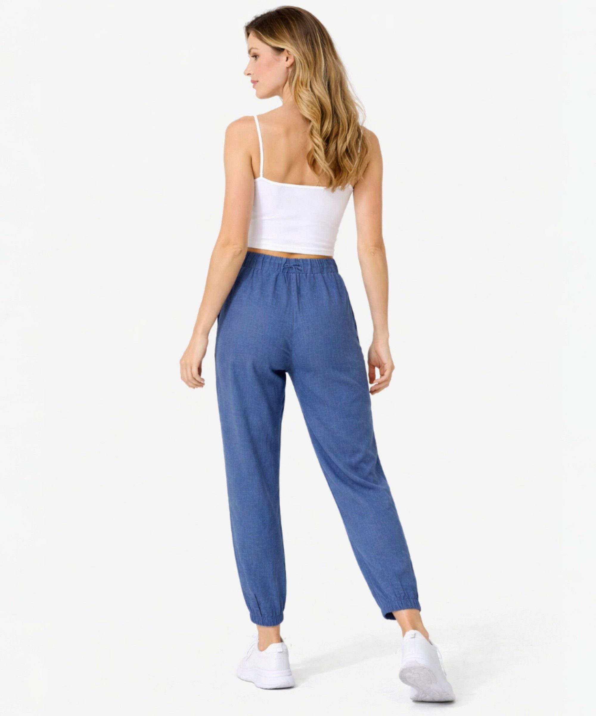 fashionshowcase Stoffhose Damen Hose im Jogger Style mit elastischem Bund und Kordelzug (1-tlg) Bequemer Schlupfbund für hohen Tragekomfort – Bild 4 von 5