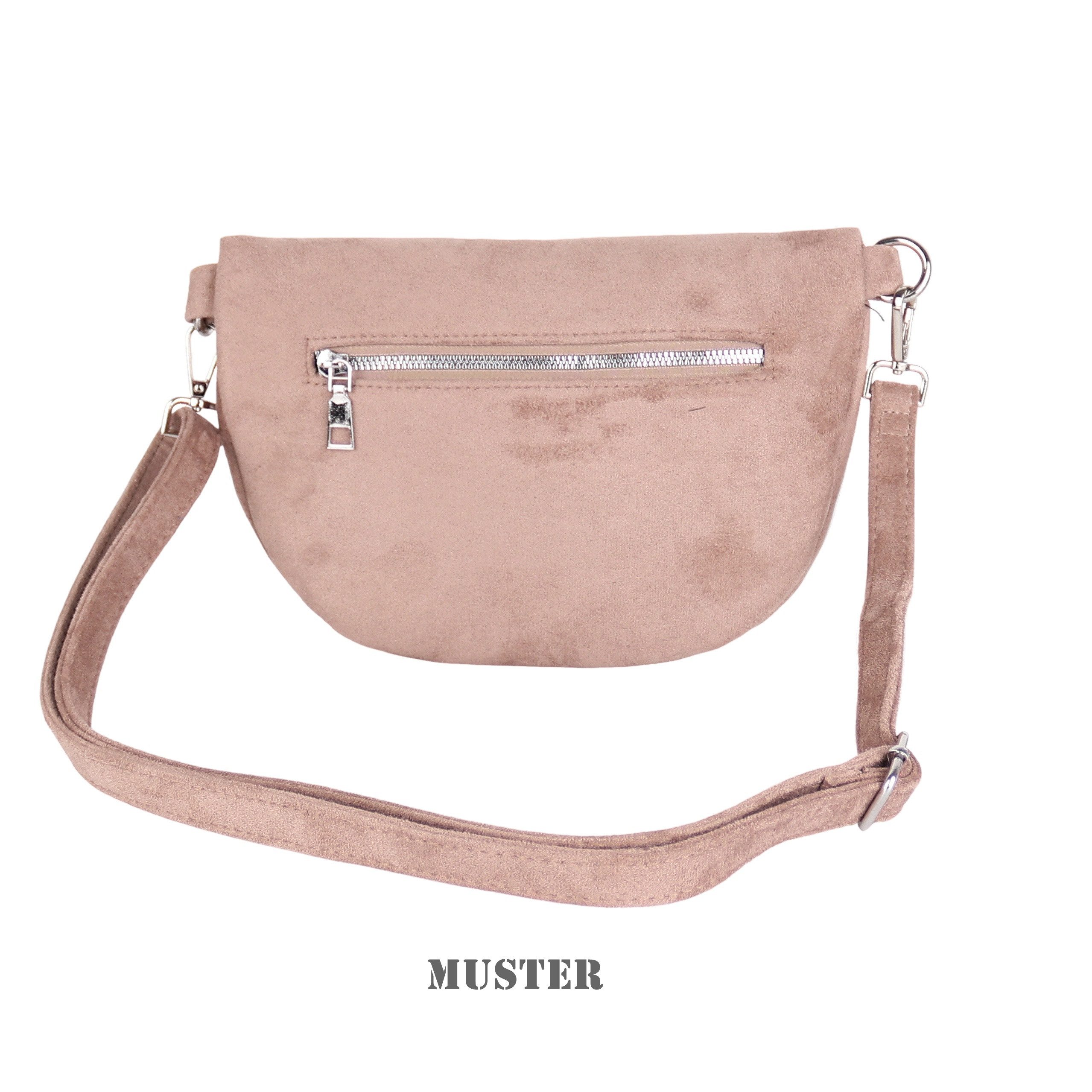 MIRROSI Bauchtasche Damen Taschen, Umhängetasche, Brusttasche, 26x18x9cm Wildleder Optik (Schultertasche für jednen Anlass), Crossbody Bag, Verstellbarer Schulterriemen für mehr Flexibilität.