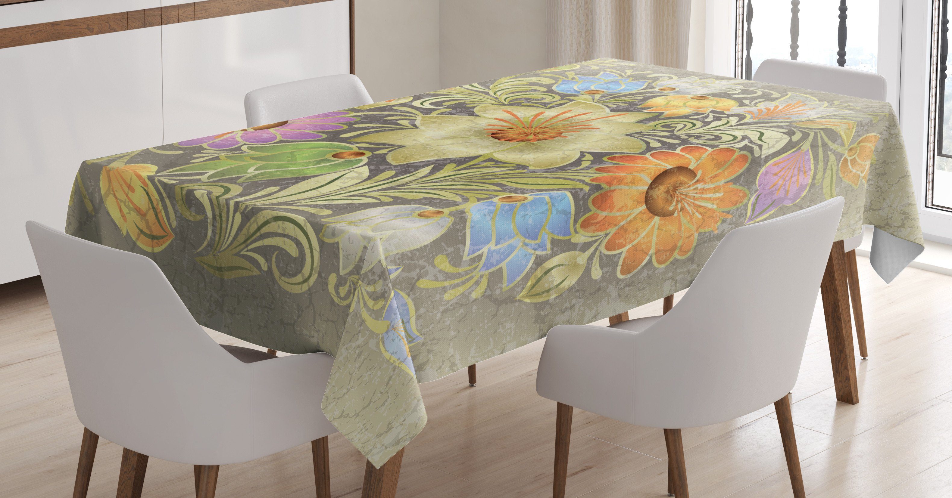 Abakuhaus Tischdecke Farbfest Waschbar Für den Außen Bereich geeignet Klare Farben, Blume Weinlese-Blumenstrauß-Braut