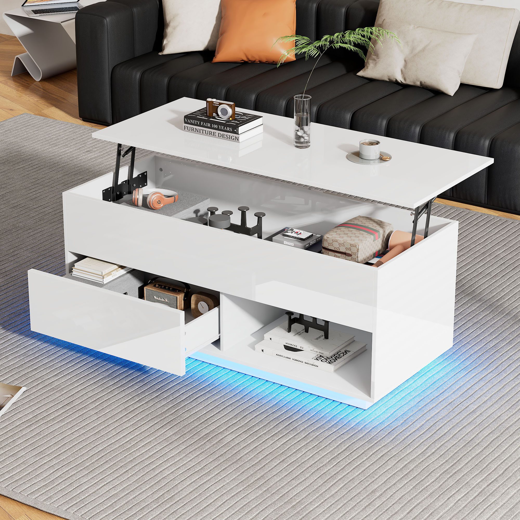 HAUSS SPOLE Couchtisch Hochglanz mit LED-Beleuchtung günstig online kaufen
