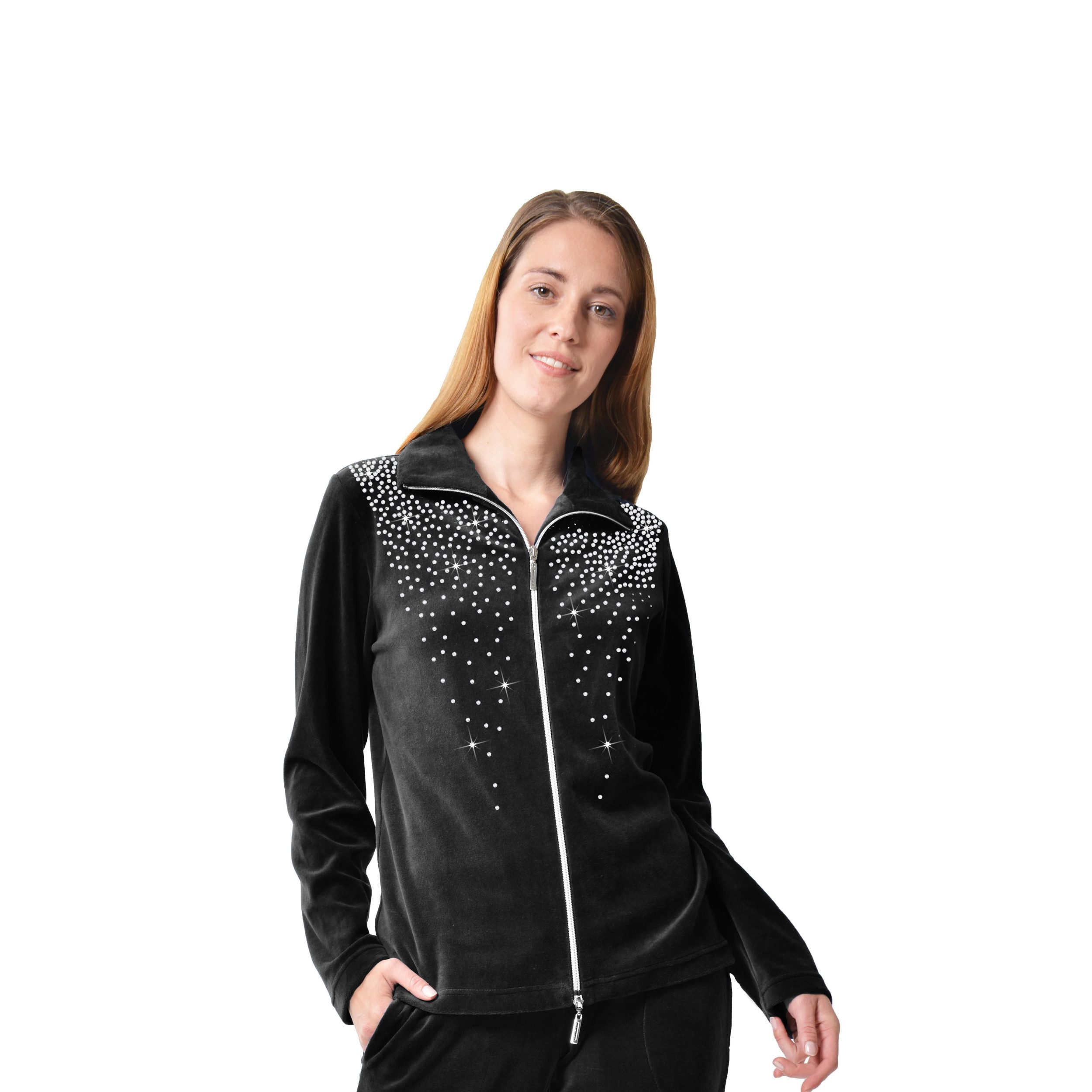 M-Diamant Sweatjacke Eleganten Damen Freizeitjacke Hausjacke Glitzersteinen günstig online kaufen