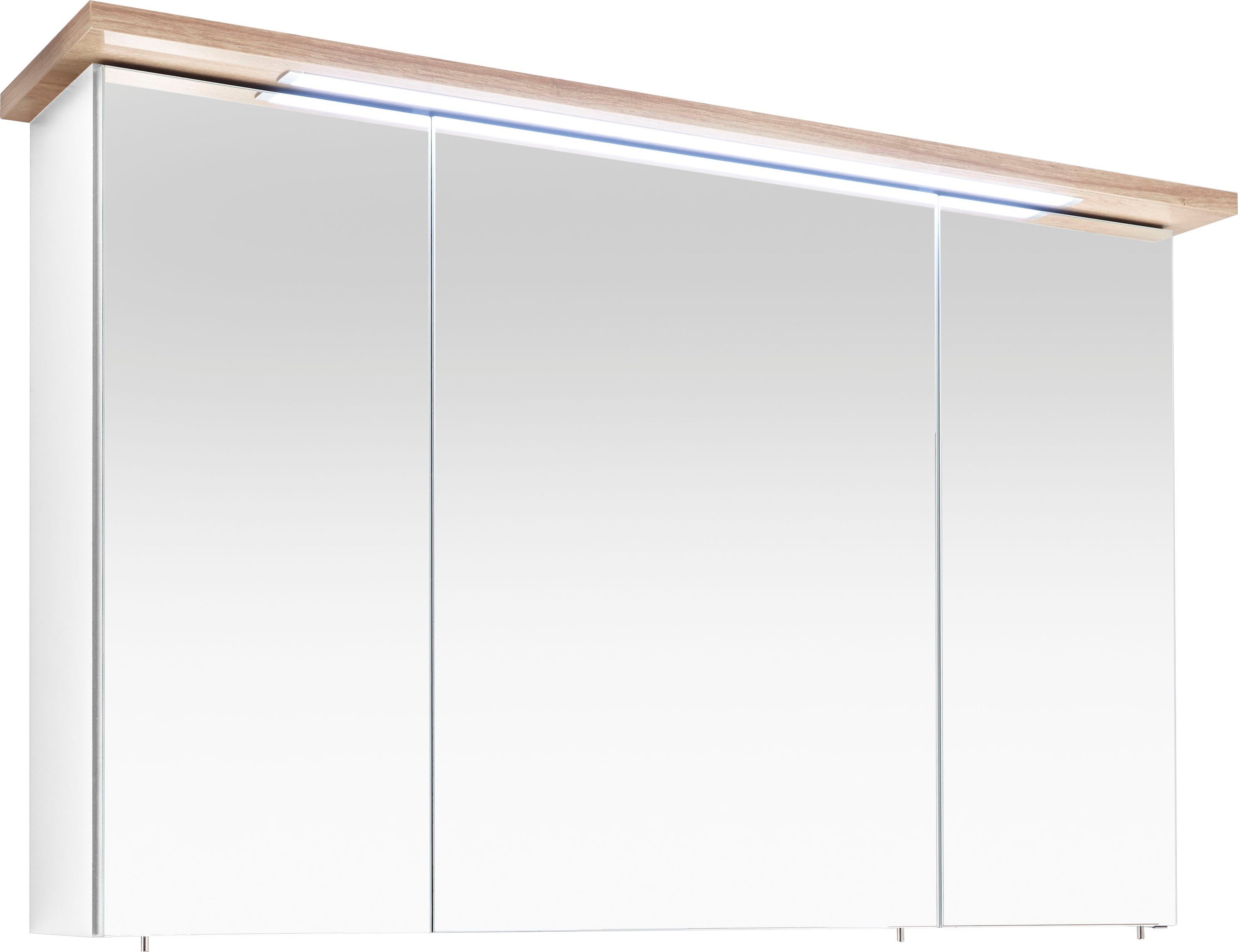 eingelassene 3-türig, LED-Beleuchtung, 923 Breite Spiegelschrank Quickset Steckdosenbox 115 cm, PELIPAL