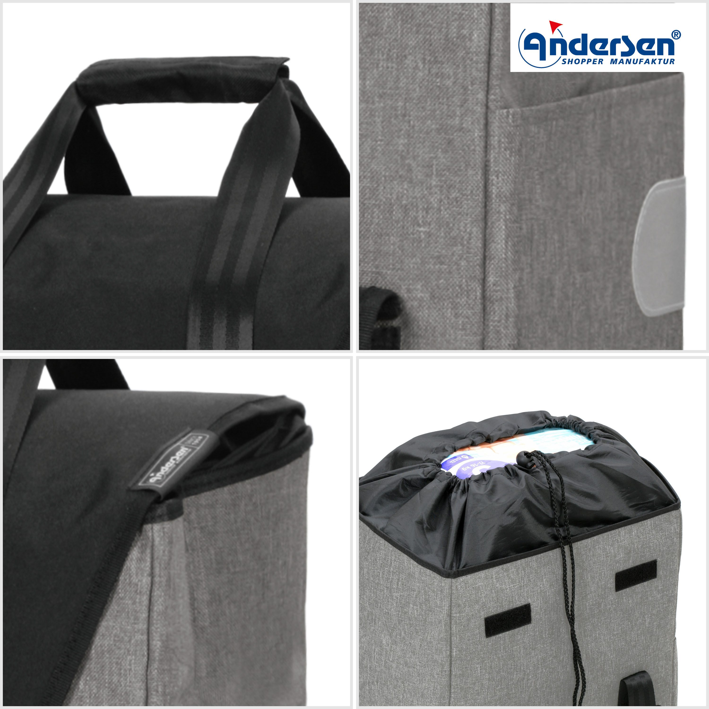 Andersen Einkaufstrolley Tasche Senta 2.0 grau, wasserabweisend