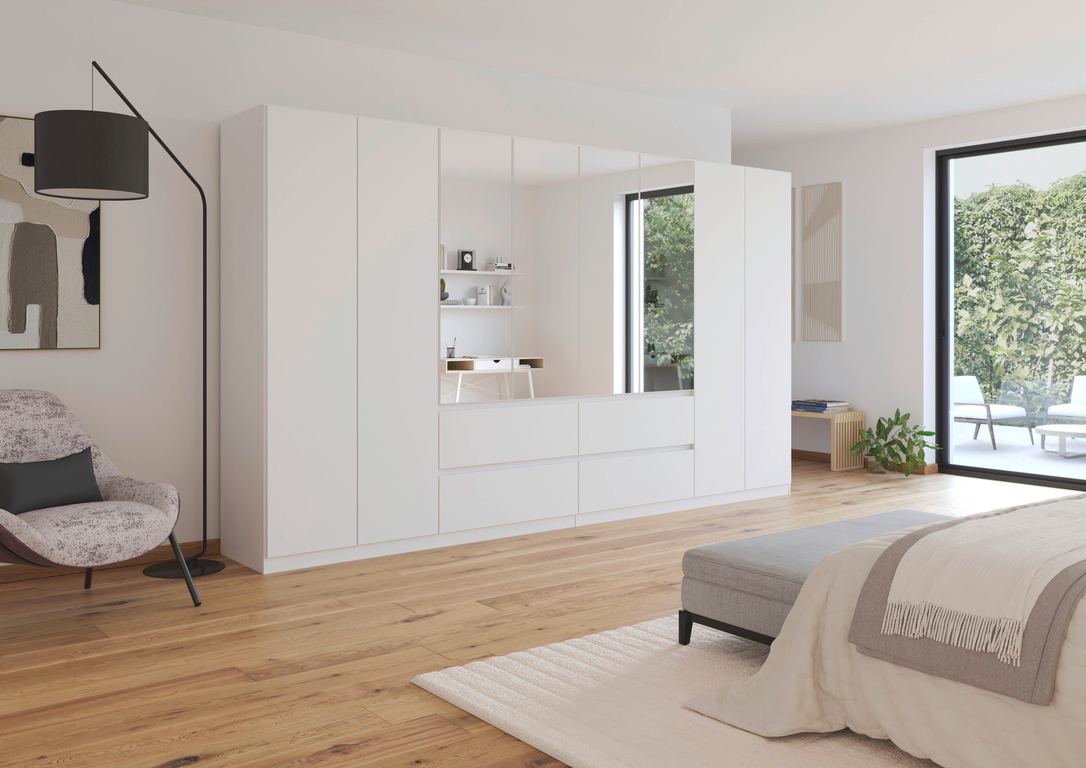 rauch Drehtürenschrank Schrank Garderobe MAINZ Breiten 91/136/181/226/271/315/360, Höhe 210cm (3 verschiedene Ausstattungen BASIC/CLASSIC/PREMIUM (inkl. SOFT-CLOSE) grifflose Front, Außentüren mit Push-to-Open Funktion MADE IN GERMANY