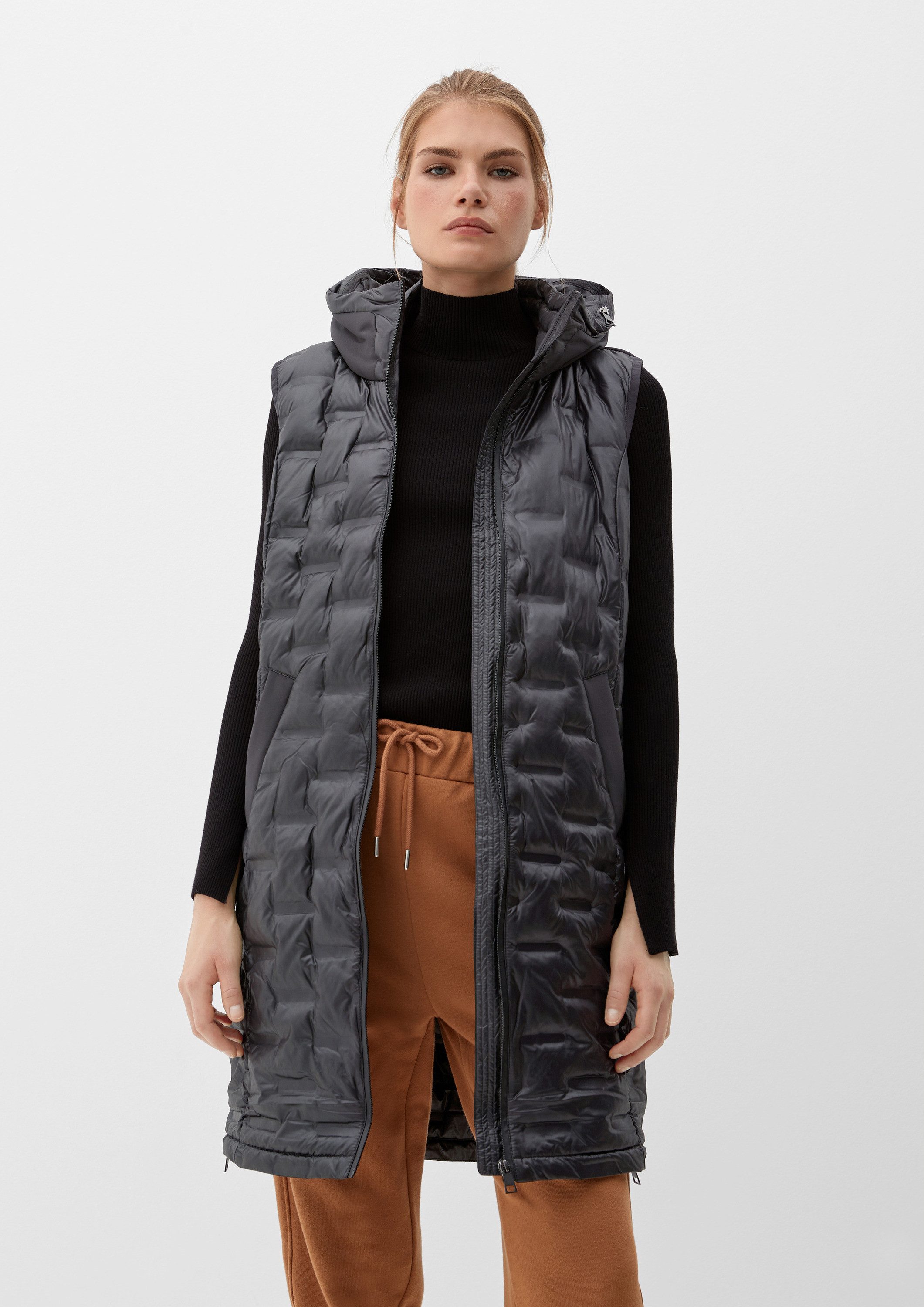 s.Oliver Outdoorjacke Outdoor-Weste Long-Weste mit Steppung