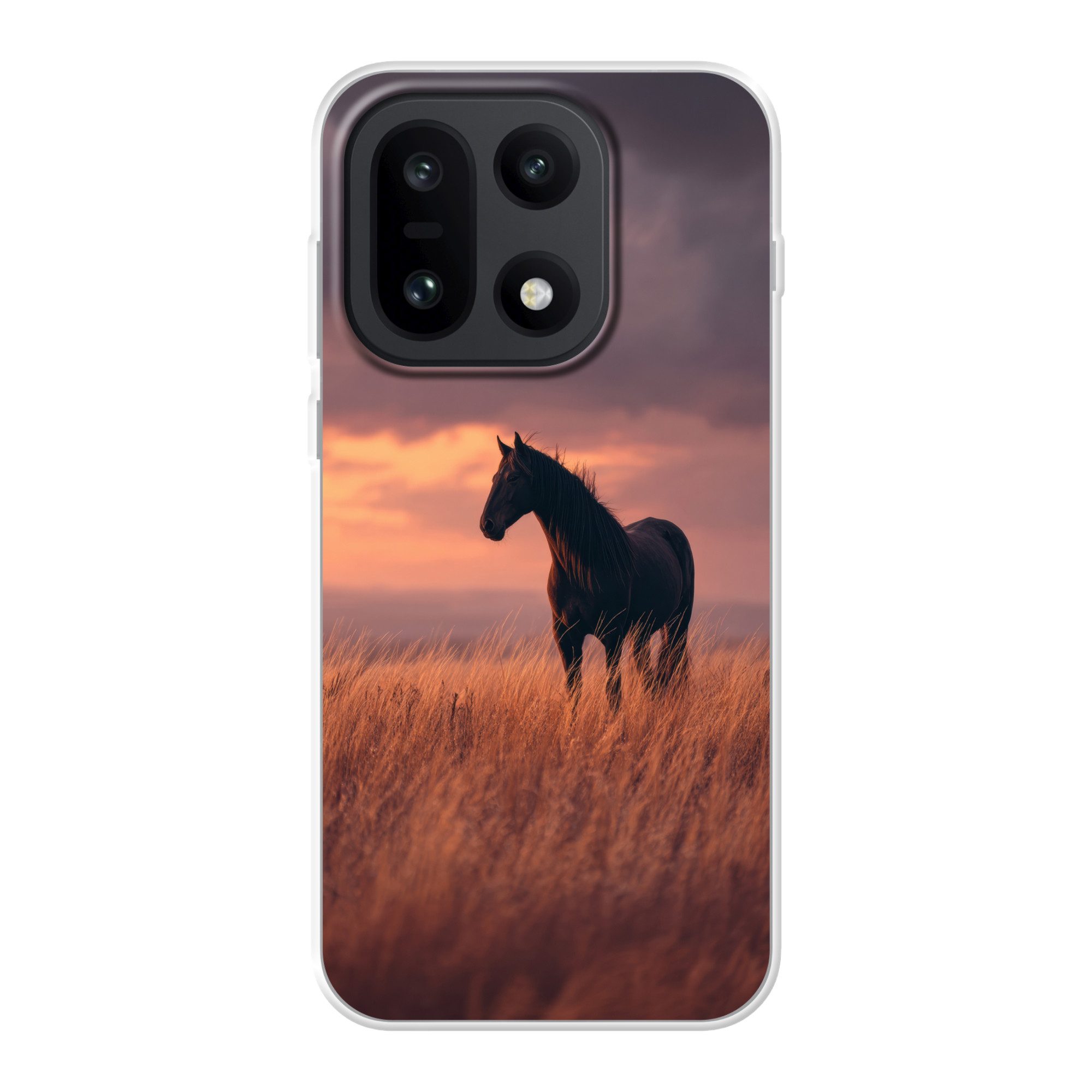 MuchoWow Handyhülle für OnePlus 15 Pferd - Wolken - Offenes Feld, Phone Case, Silikon, Schutzhülle Dünn