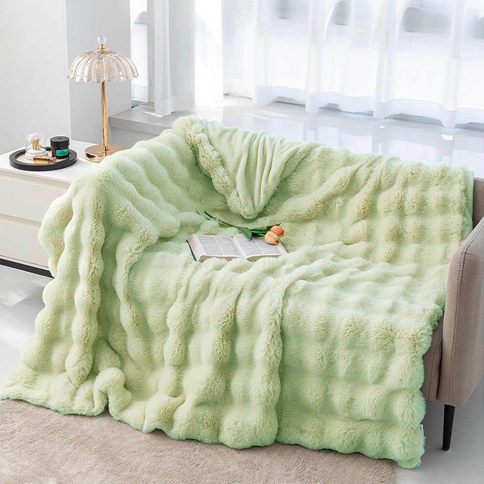 Wohndecke Bubble Decke Kuscheldecke Flauschig Warme Sofadecke Couchdecke, CALIYO, Für Den Winter, Kunstfelldecke,Weiche Wohn- & Kuscheldecken