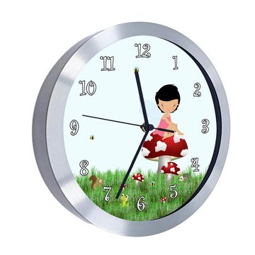 CreaDesign Funkwanduhr Funkuhr, Kinder Wanduhr, Kinderuhr, Kinderzimmer Waldfee (geräuscharmes Uhrwerk)