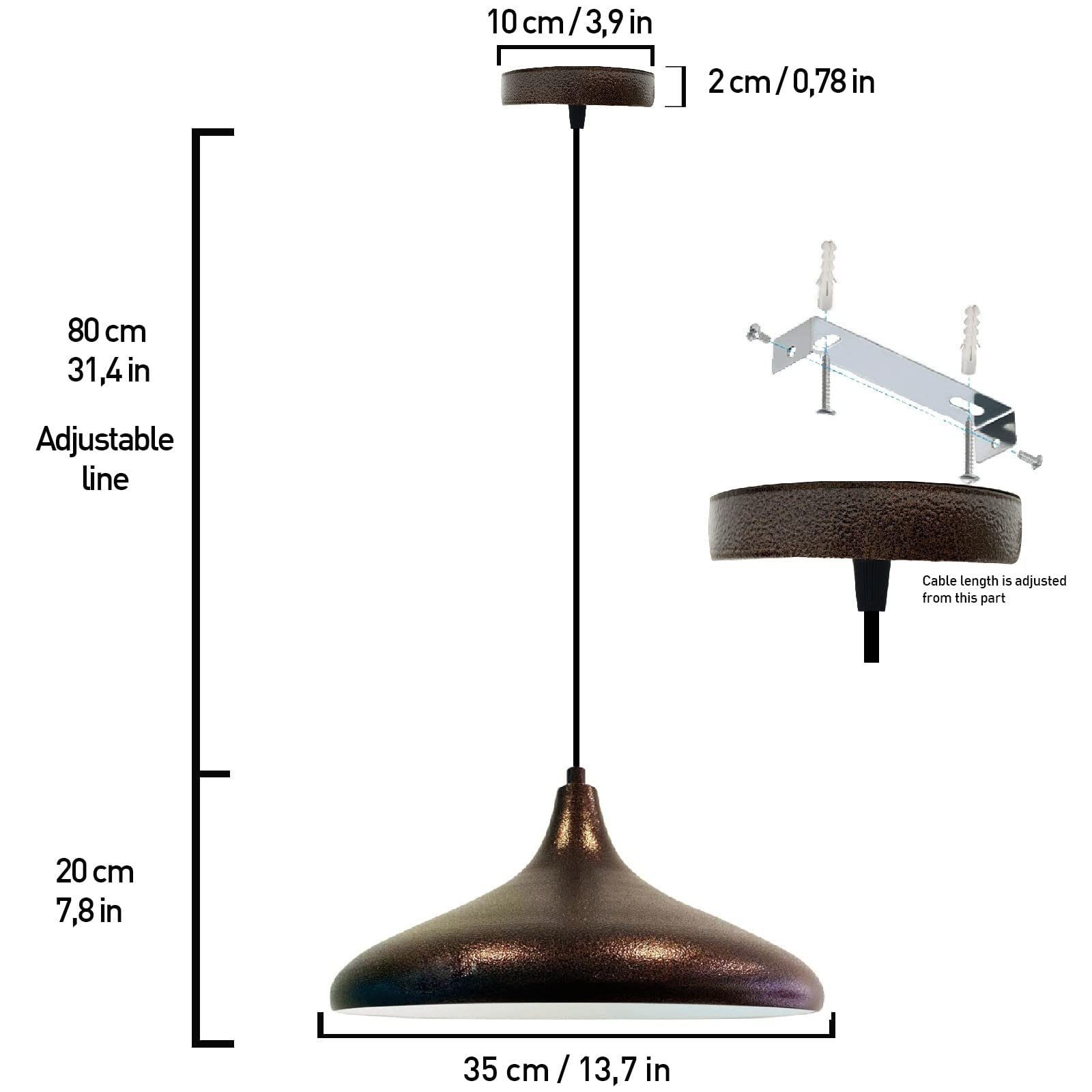 Bamyum Pendelleuchte Bamyum Antikes Durchmesser Metall ohne Kupfer E27 Pendelleuchte cm Lampe, 35 Leuchtmittel Moderne