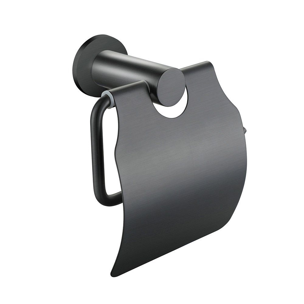 Aloni Toilettenpapierhalter CR2112-GG (1-St), Aloni Toilettenpapierrollenhalter mit Deckel Grau gebürstet
