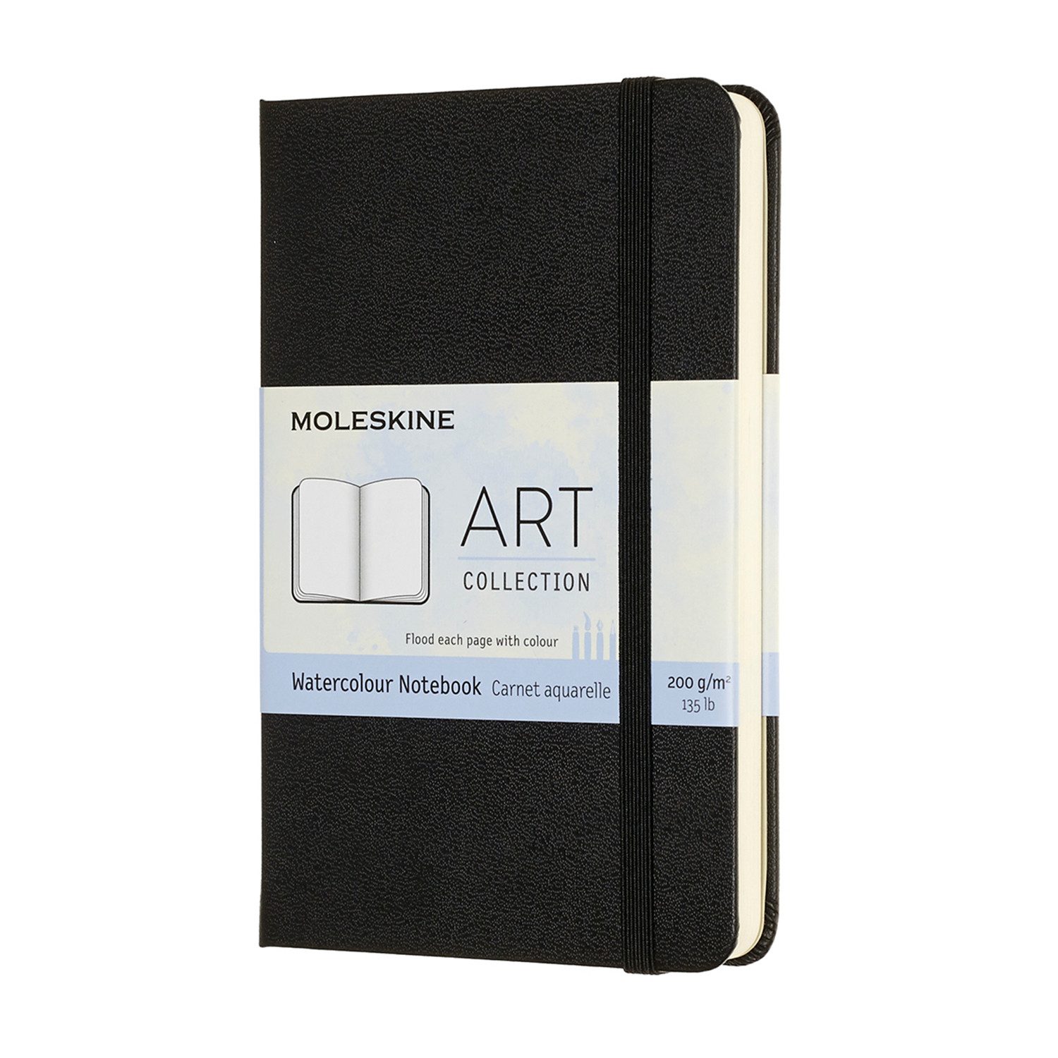 MOLESKINE Skizzenbuch, Aquarell Notizbuch mit festem Einband - 200g-Aquarellpapier - Schwarz